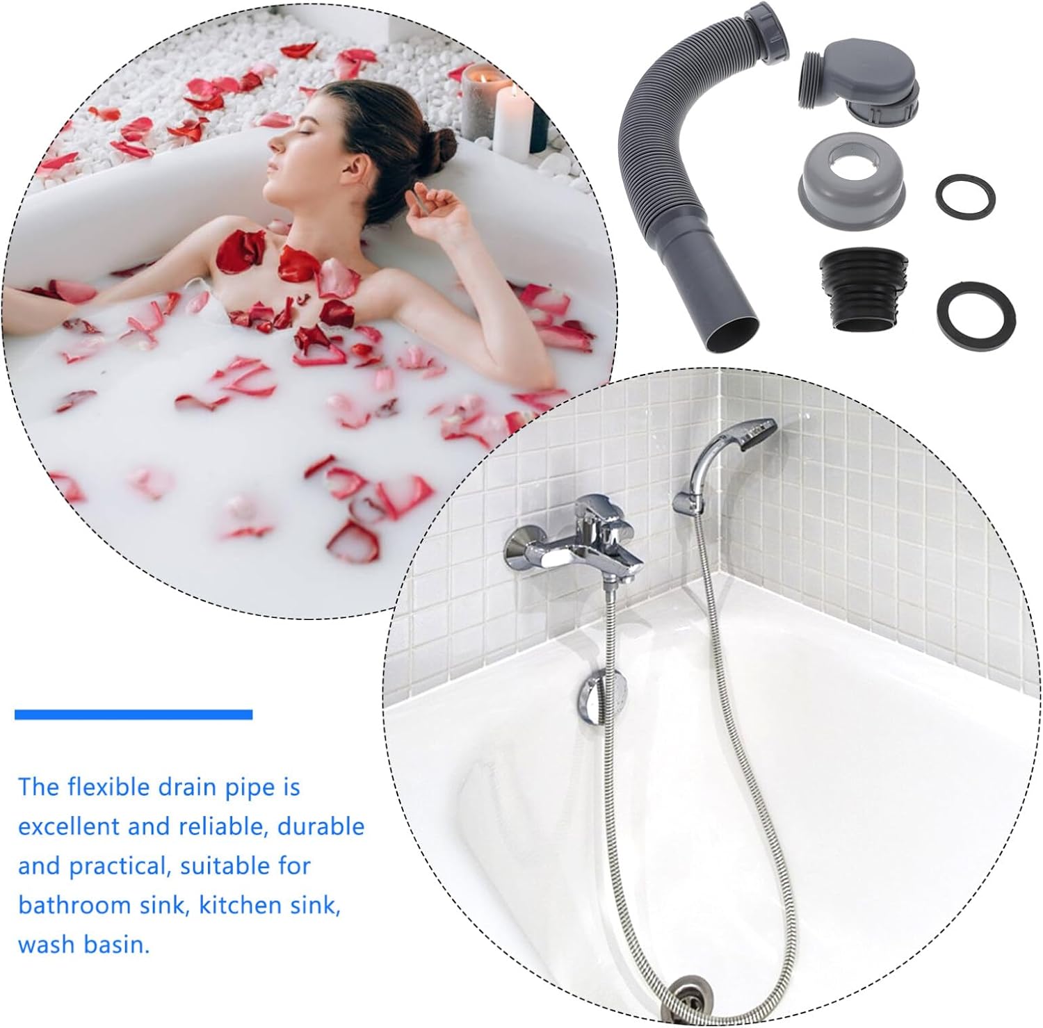 1 Set Bathtub Drain Plastic Flexible Drain Kitchen Drain Expandable Drain Flexible Drain for Bathroom Sink Bathroom Sink Tub Hose Sewer Extension Tube
