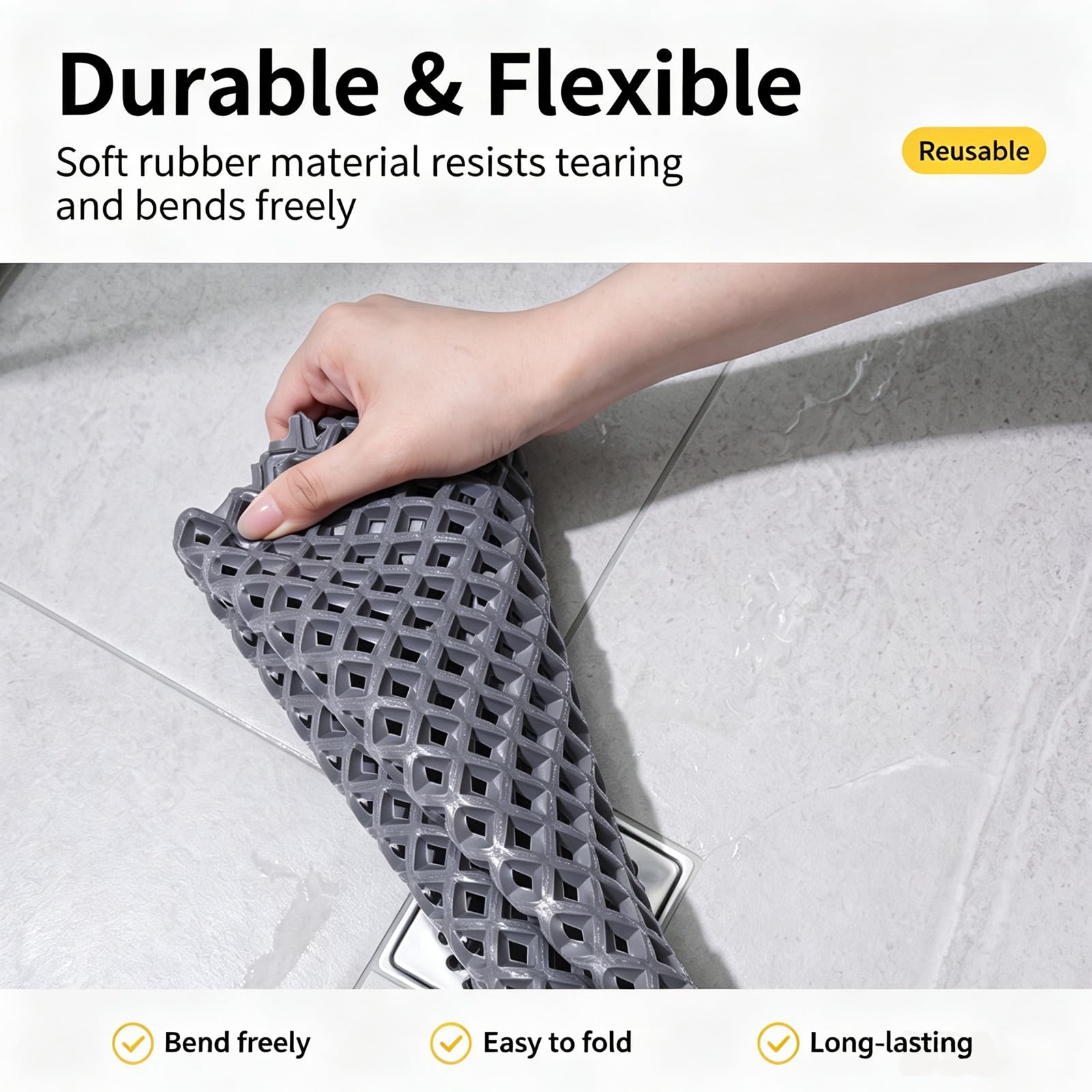 Antideslizante para Ducha 43x75cm,60x90cm,80x120cm Alfombra Bañera PVC Suave Malla calada Corte personalizable Función de masaje para los pies antideslizante por ambos lados Adecuado húmedas