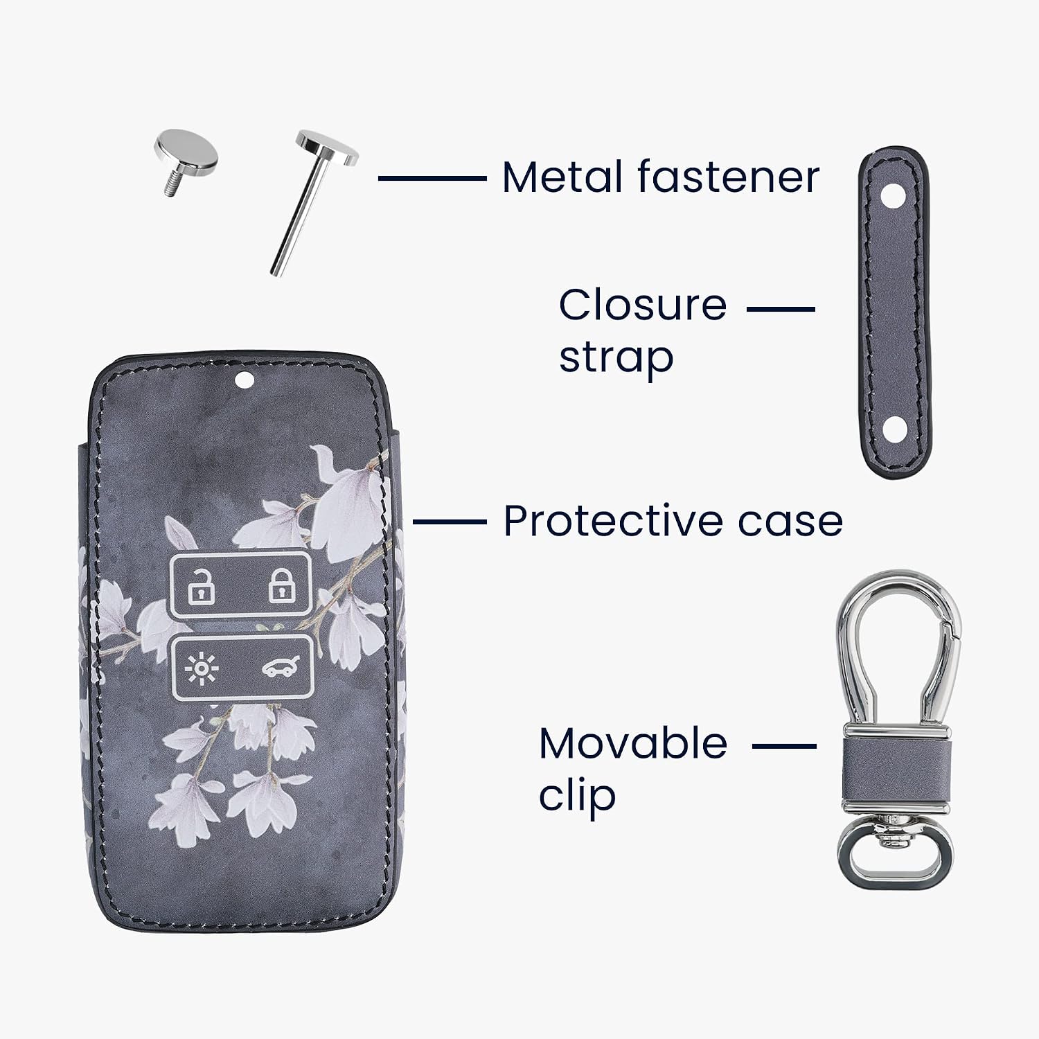 kwmobile Key Cover Compatible with Renault 4 Button Car Key Smart Key (only Keyless Go), Faux Leather - Image 5