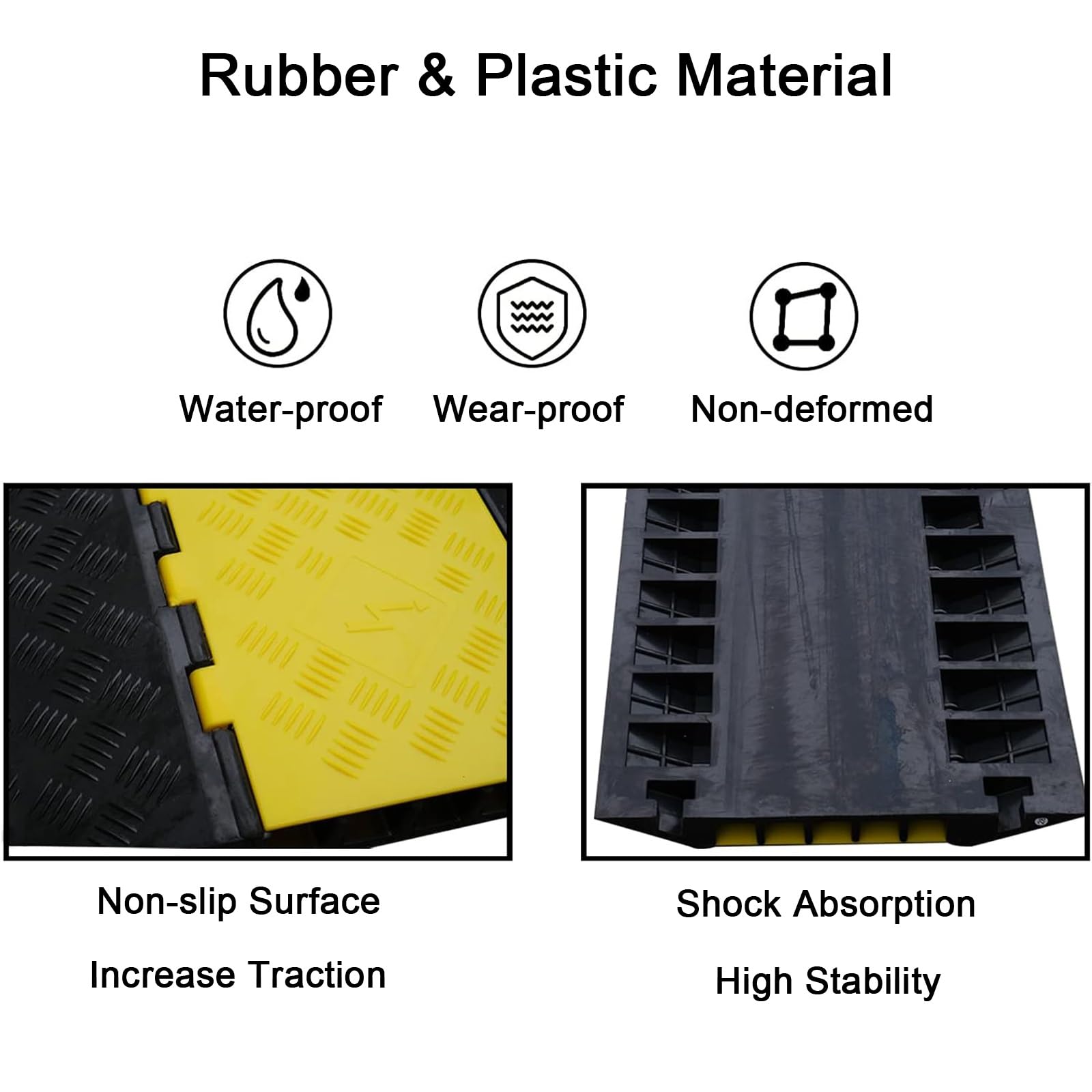Pasacables de Suelo para Proteger Las Cables Protector de Cables Protector de 3 Piezas, Capacidad de Carga de 6800 Kg, 90X48X6,5 cm, Ocultador de Cables para Uso en Exteriores e Interiores