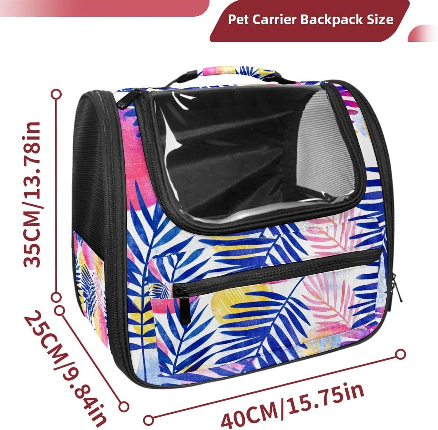 Portable Travel pet Backpack Carrier Hamster Bag Small Dog cat Carrier Breathable Hang Bag, Abstract Summer Geometric Seamless Patte (3)