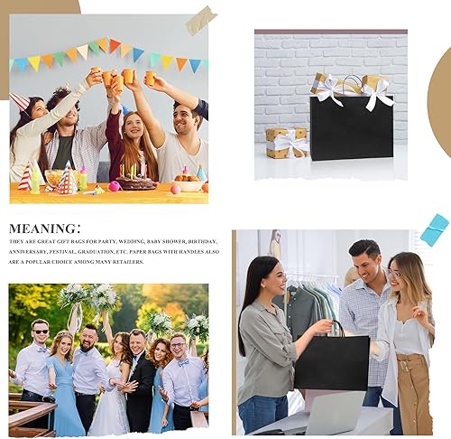 Miniatura 7 de GSSUSA Bolsas de regalo grandes con asas 16 x 6 x 12 pulgadas 50 unidades bolsas de papel kraft a granel para pequeñas empresas bolsas de compras de