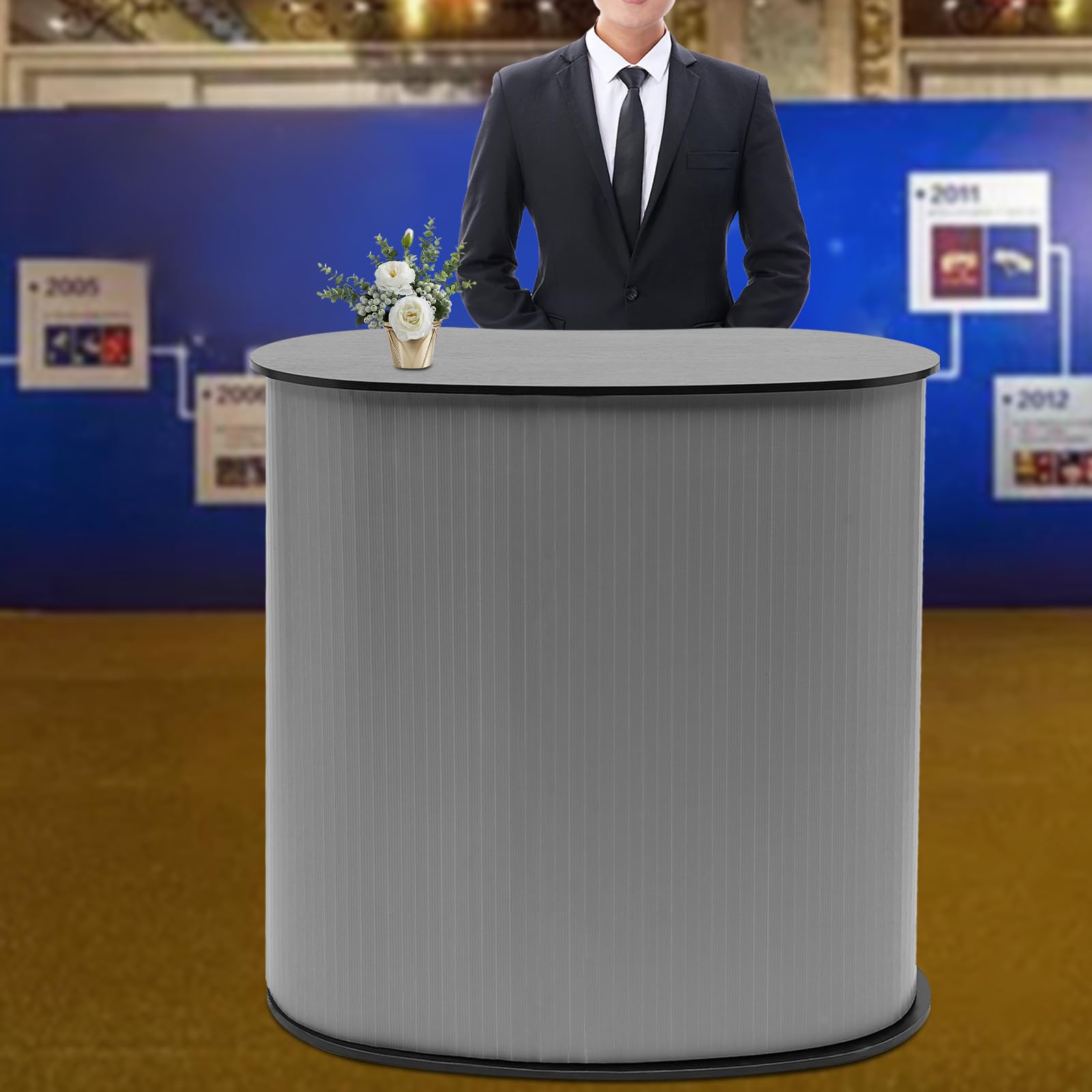 Tragbare Messetheke Messetresen, 40×90×90cm, Messestand Ausstellungs-Thekenständer, Kapazität 50KG, Prsentationsstnder für Produktvorführungen, Promotionen, Geschäftstreffen