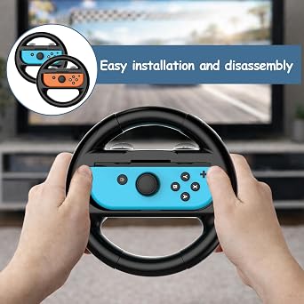 BaZuyunMd 2 Lenkräder für Nintendo Switch und OLED Racing Wheels Controller-Zubehör für Mario Kart 8 Deluxe Schwarz