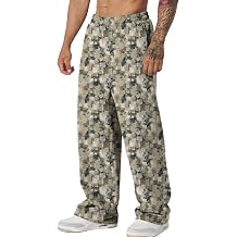 Graphic Print Pants for Men Elastic Waisted Wide Leg Baggy Sweatpants Joggers Loose Fit Streetwear Pants with Pockets