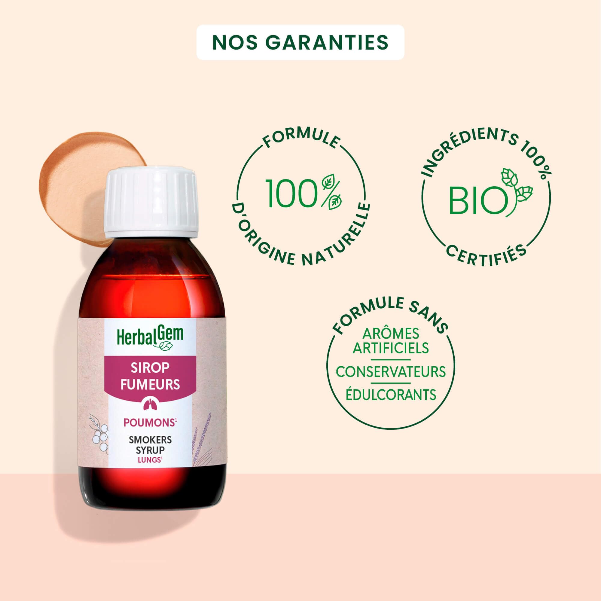 HERBALGEM - Sirop Des Fumeurs - Poumons - Confort Respiratoire - Pour Le  Bien-tre Des Fumeurs - Recette Traditionnelle - Certifi Bio - 250 ml :  Amazon.fr: Hygine et Sant