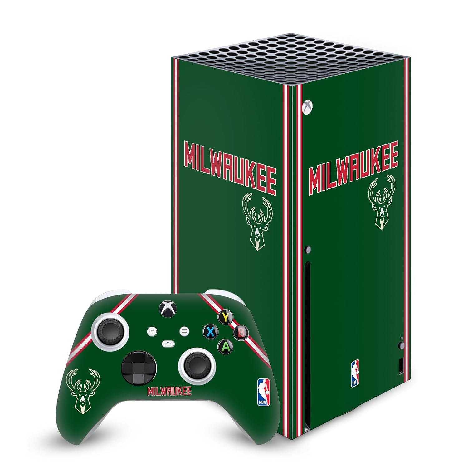 Head Case Designs Officially Licensed NBA Retro Design Milwaukee Bucks Logo Vinyl Sticker Gaming Skin Decal Cover Compatible With Xbox Series X