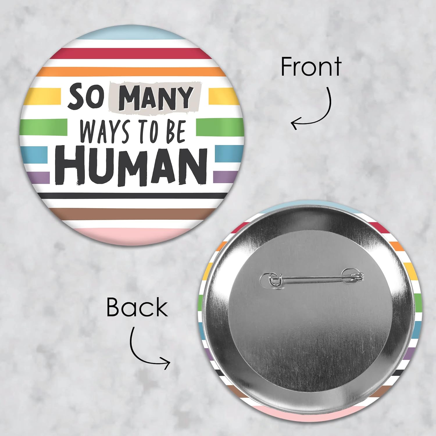 Big Dot of Happiness Pride Button Set - 3-Inch LGBTQIA+ Pinback Badges, Colorful Metal Shell Buttons, Reusable Statement Pins for Clothes, Pack of 8 - Image 7