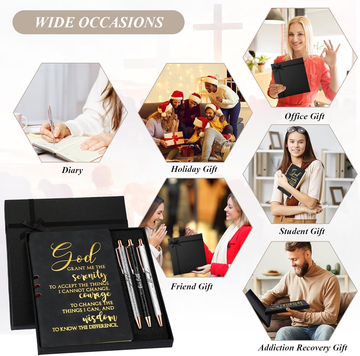 Spakon 5 Pcs Christian Gifts for Women Christian Easter Gifts Prayer Journal Religious for Women God Notebook Pen with Gift Box Scripture Notepad for Church Sunday School Favors - Image 7