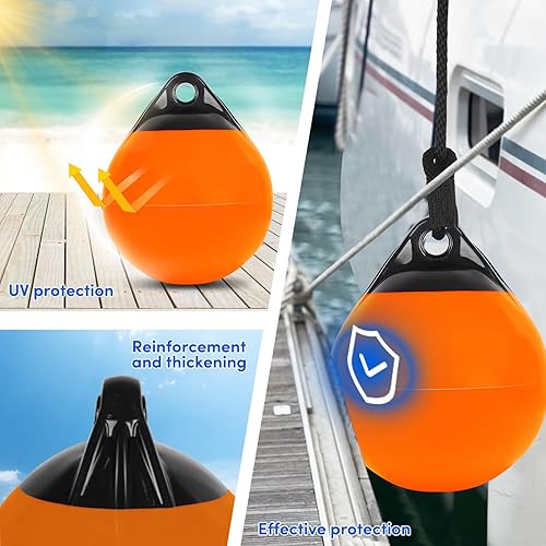 Miniatura 71 de Boya de 10/12/15 pulgadas, boya de anclaje, flotador, guardabarros redondos de barco, boyas inflables de vinilo, boyas de barco