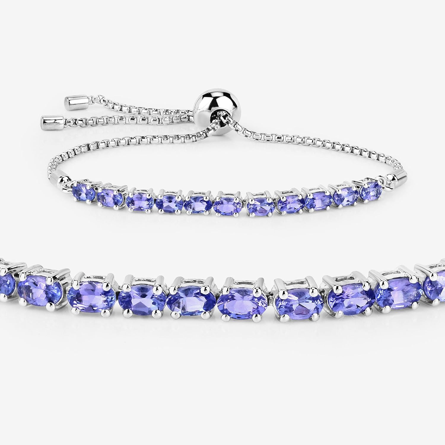 Natural Tanzanite Oval Bolo Bracelet in .925 Sterling Silver - Adjustable Up to 9 Inch for Women - Image 2