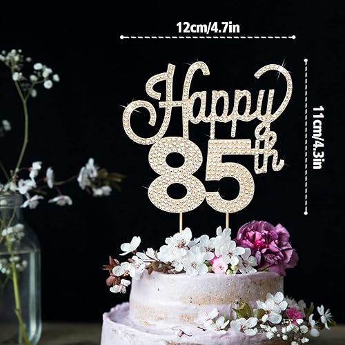 Miniatura 374 de LINGTEER Decoración de pastel de diamantes de imitación dorados para cumpleaños número 15 – Cheers to 15th Birthday Quince años de edad, decoración