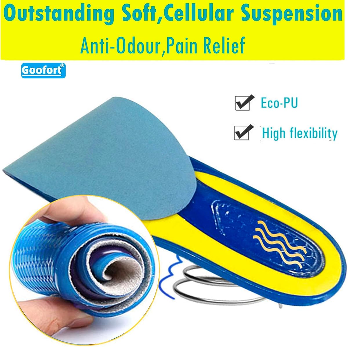 3D-Xpain™Women Men Gel Insoles Shock Absorbing Insole Pain Relief Anti Fatigue Everyday Active No-Odour Work Sports Comfort Jelly Shoe Inserts for Boots Hiking Running Standing 3d-xpain Classic 1 pair Men — view 3