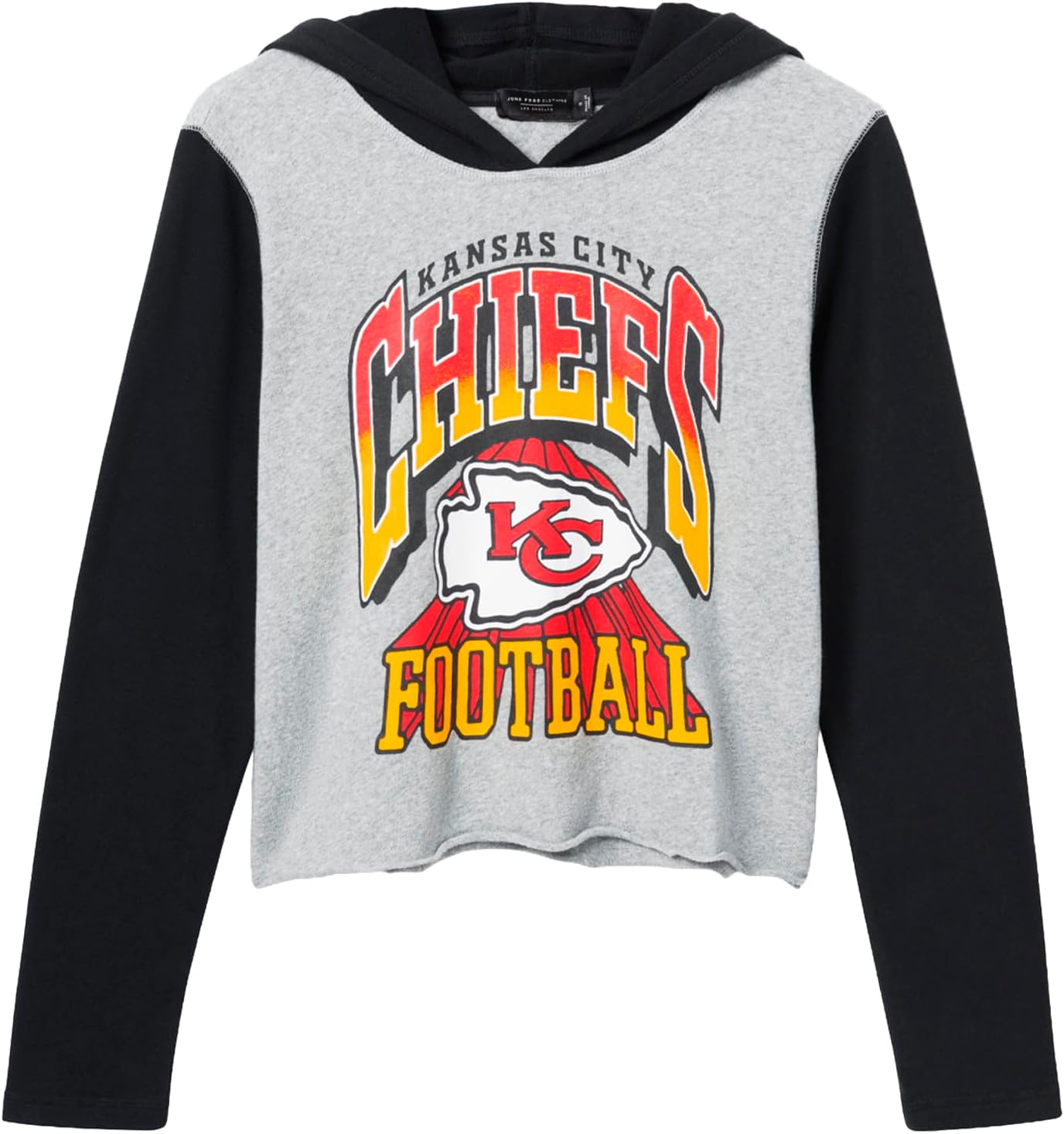Junk Food NFL Womens Kansas City Chiefs Block Crop Hoodie Sweatshirt - Signature Series