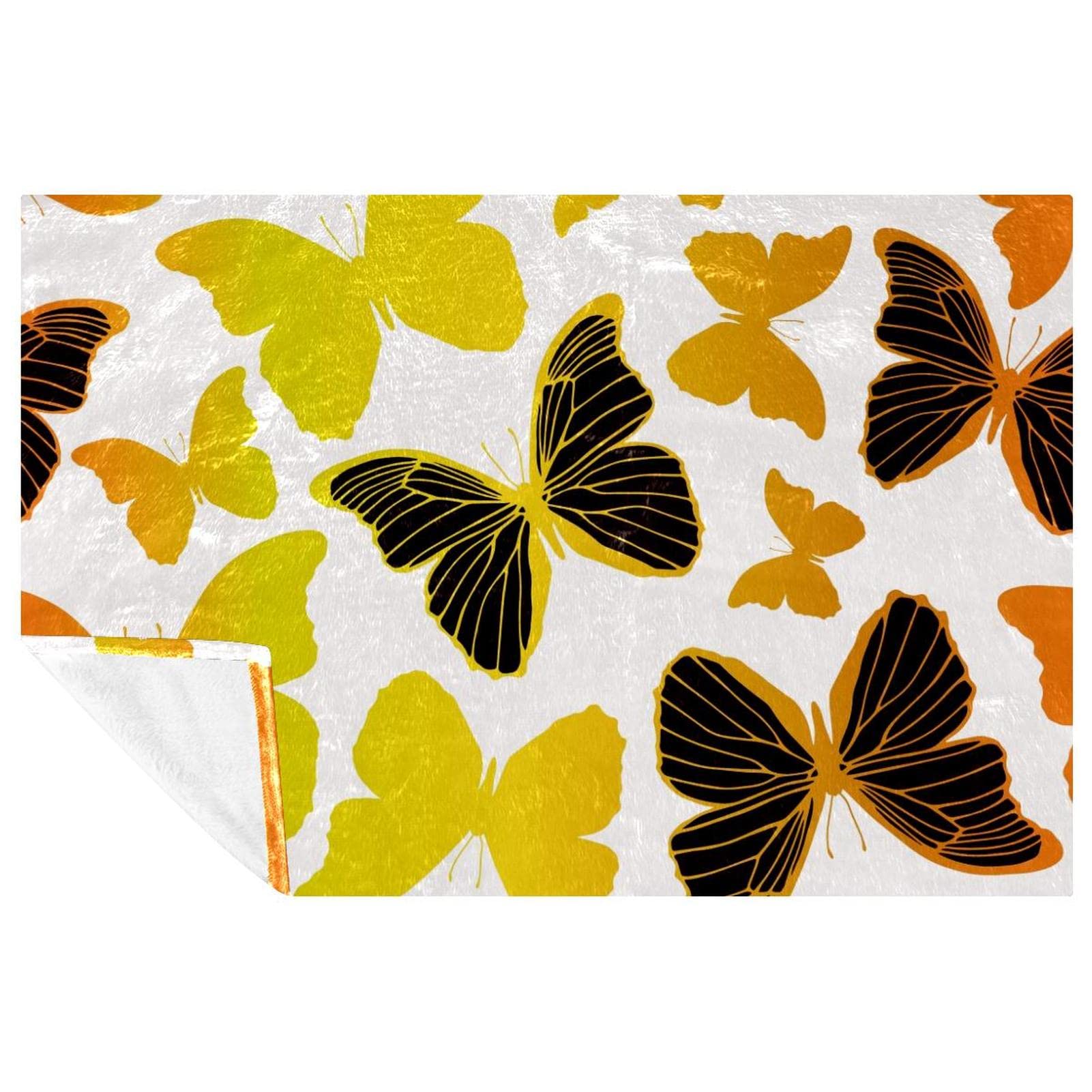 Couverture douce et chaude haut de gamme papillon doré pour lit