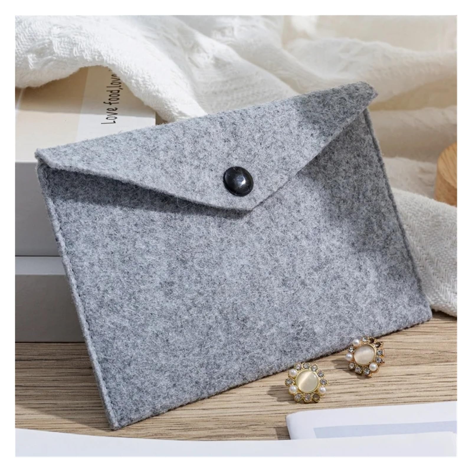 Borsa Portadocumenti In Feltro Buste postali in feltro personalizzabili da 10 pezzi con bottone a pressione for un design personalizzato(Dark Gray,23x31cm)