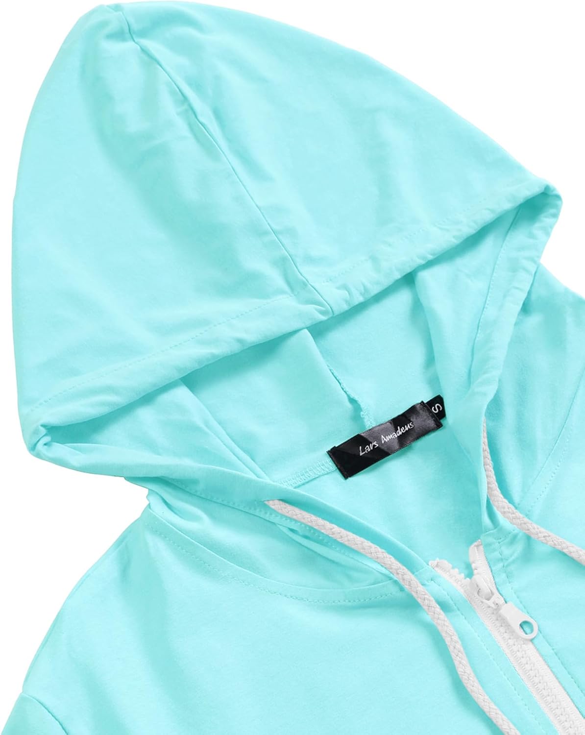 Lars Amadeus Men's Short Sleeve Hoodies Solid Color Zip Up Jackets with Hood
