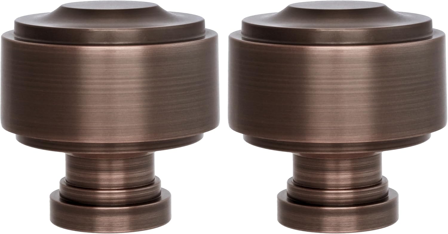 BLASTHOME® Luxury Layers Knob Finials – Fits Only Signature Collection Curtain Rods (Rod Not Included) - Premium Quality, Heavy Metal – Set of Two – Oil Rubbed Bronze