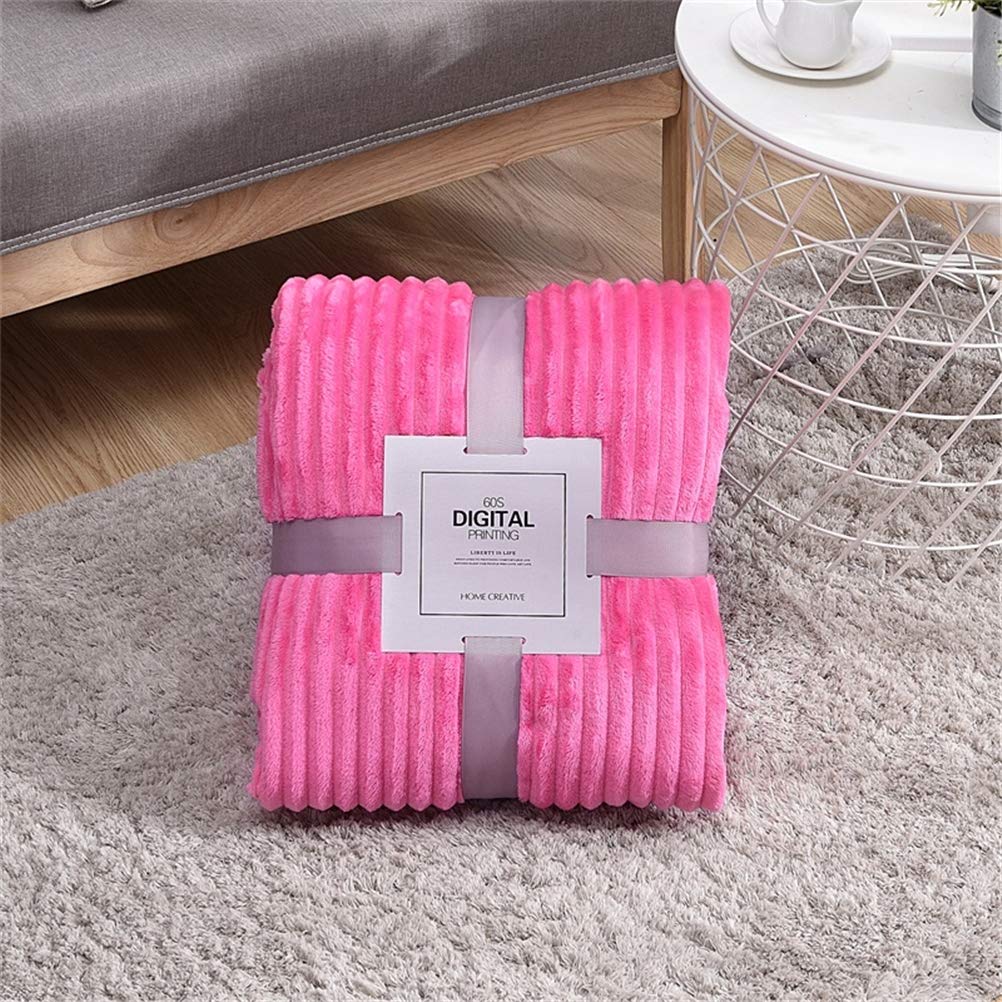 Couverture plaid lit 180x200 rose en microfibres de flanelle chaude et ultra douce pour canapé