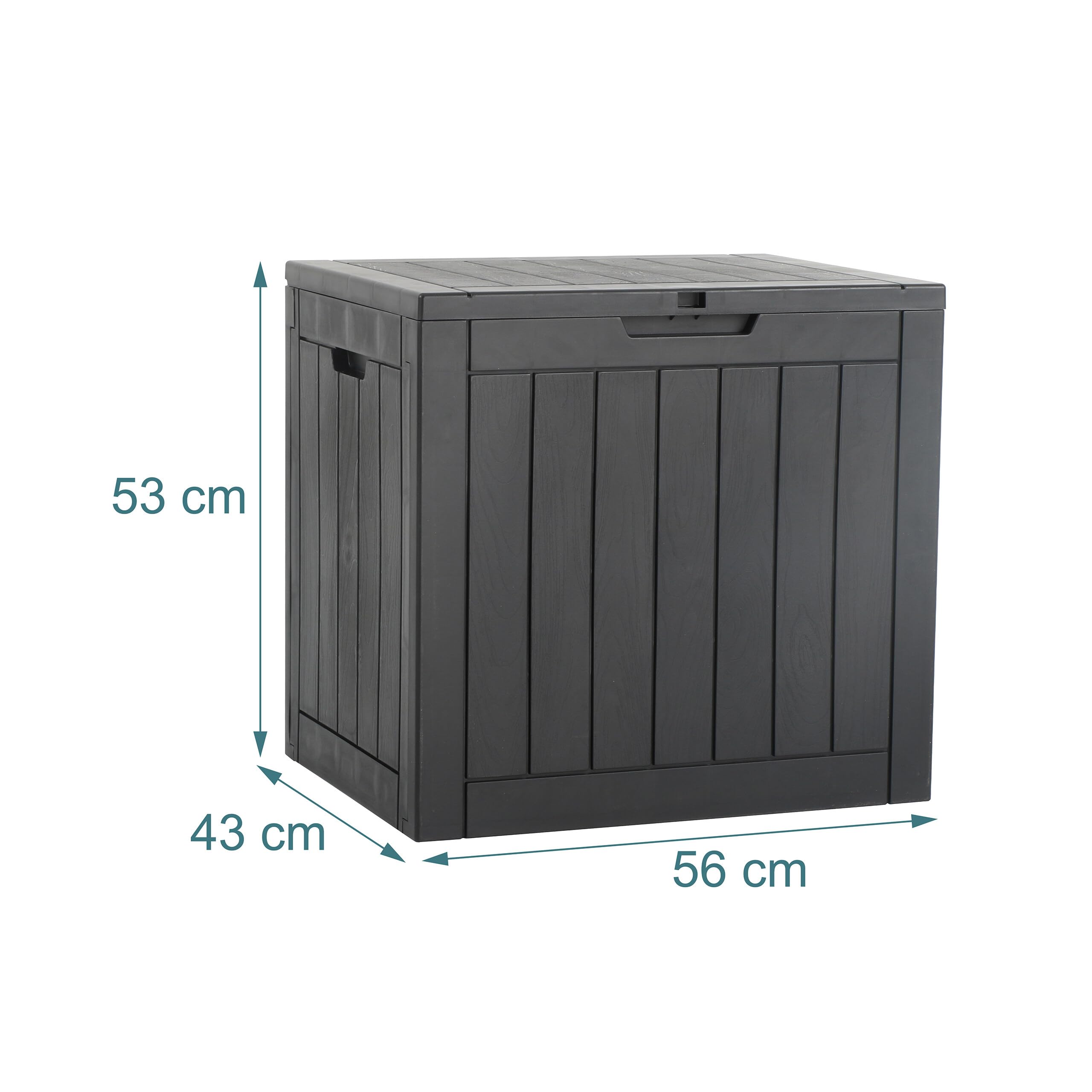 Relaxdays Baule da Giardino Resistente alle intemperie e ai Raggi UV con Cuscini e Attrezzi, 53x56x43 cm, Nero
