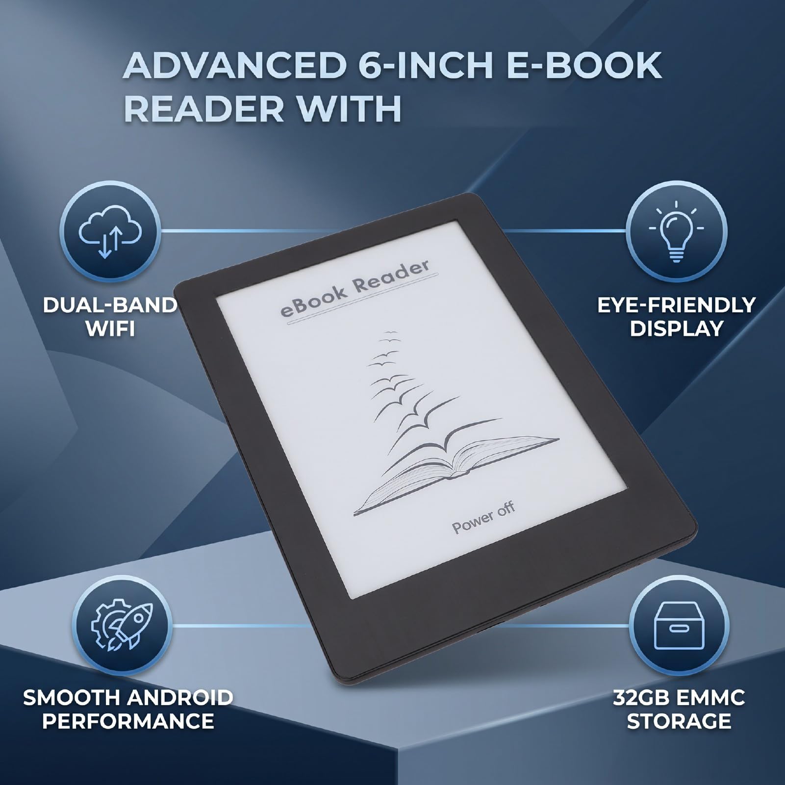 Bewinner Lettore di EBook con Touchscreen E Ink da 6 Pollici, Memoria di Archiviazione da 32 GB E WiFi