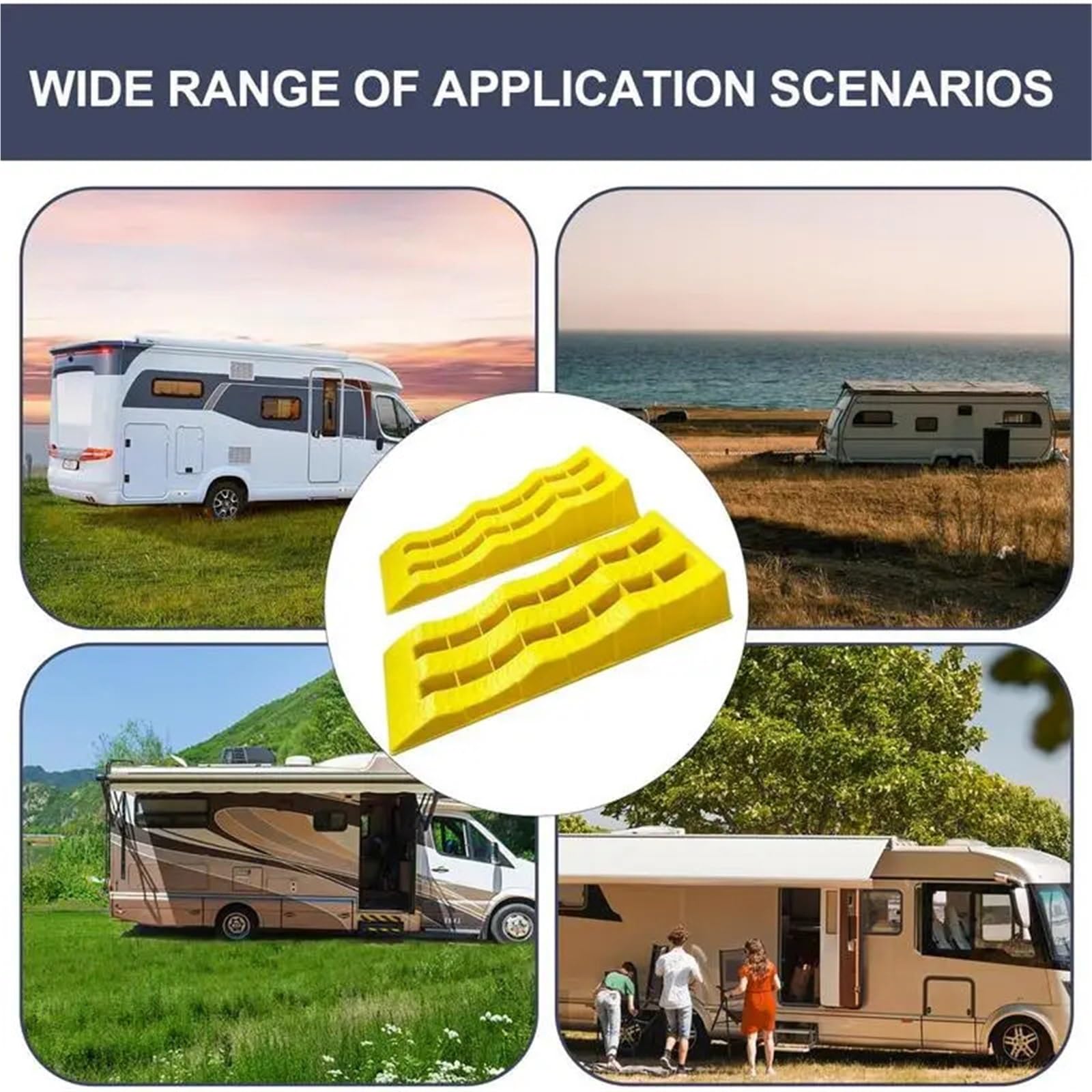 Auffahrkeile für Wohnmobil 2 stücke Anti-Slip 3-Schritt Anhänger Leveler Camper Nivellierung Blöcke Reise Rad(Yellow)