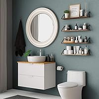 Vista 4 de Wallniture Ponza - Estantes flotantes de madera para pared, estantes de pared rústicos para sala de estar, estantería de 24 pulgadas y estante