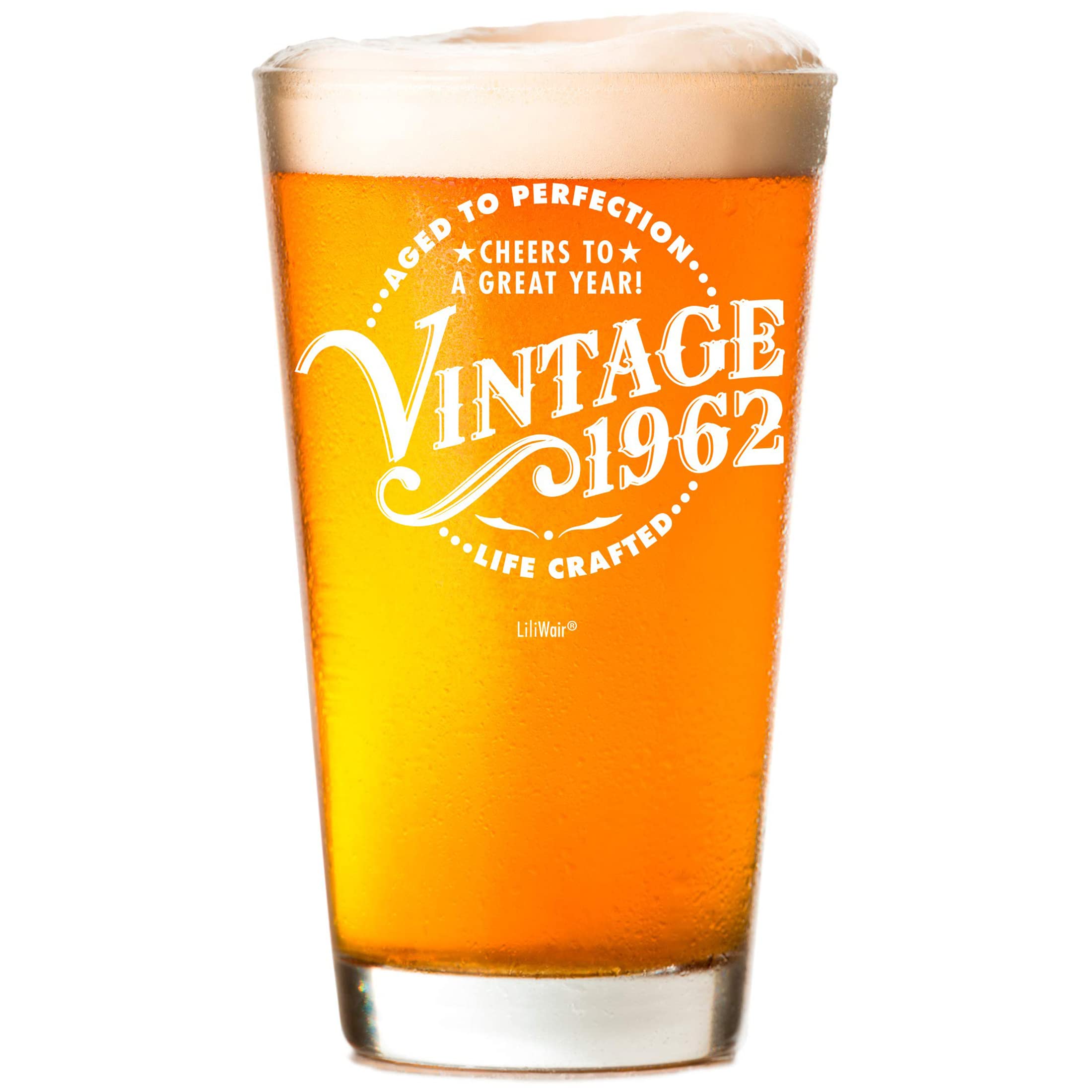 1962 61st Birthday Gifts Beer Glass for Men Women | Birthday Gift for Man Woman Turning 61 | Funny 61 st Party Supplies Decorations Ideas |Sixty One Year Old Bday |61 years Gag Vintage Pint Present