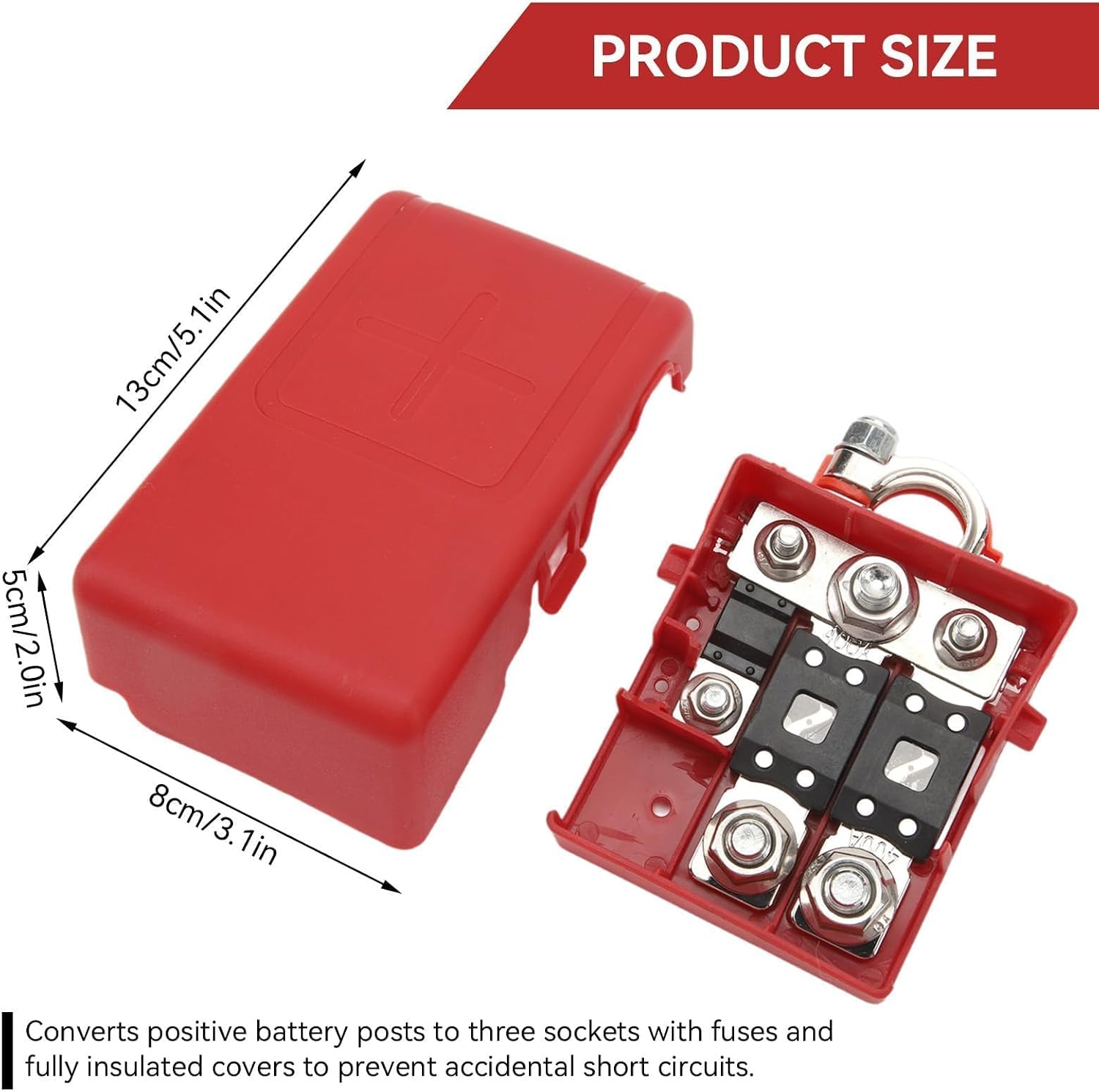 Battery Terminal Fuse Block, 32V 400A Fuse Box Short Circuit Protection Battery Distribution Engine Compartment for Auto Vehicle Marine Car RV Boat Caravans Accessories