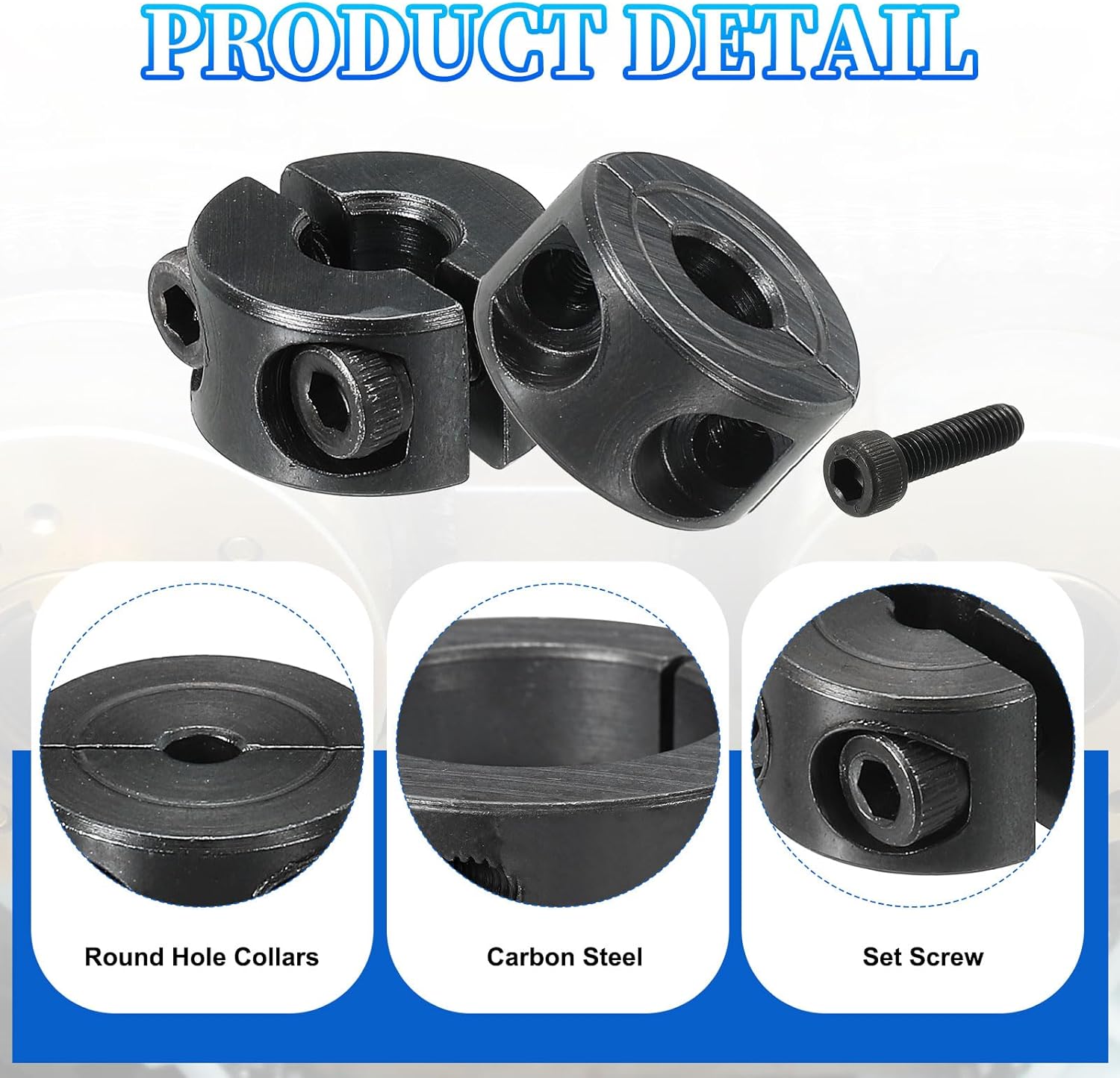 MECCANIXITY Bore 6 mm Double Split Shaft Collar 16 mm OD 9 mm Thickness Carbon Steel Locking Collar Clamp Style with Set Screw & Hex Wrench for Machine Tools Industry (Black, Pack of 2)