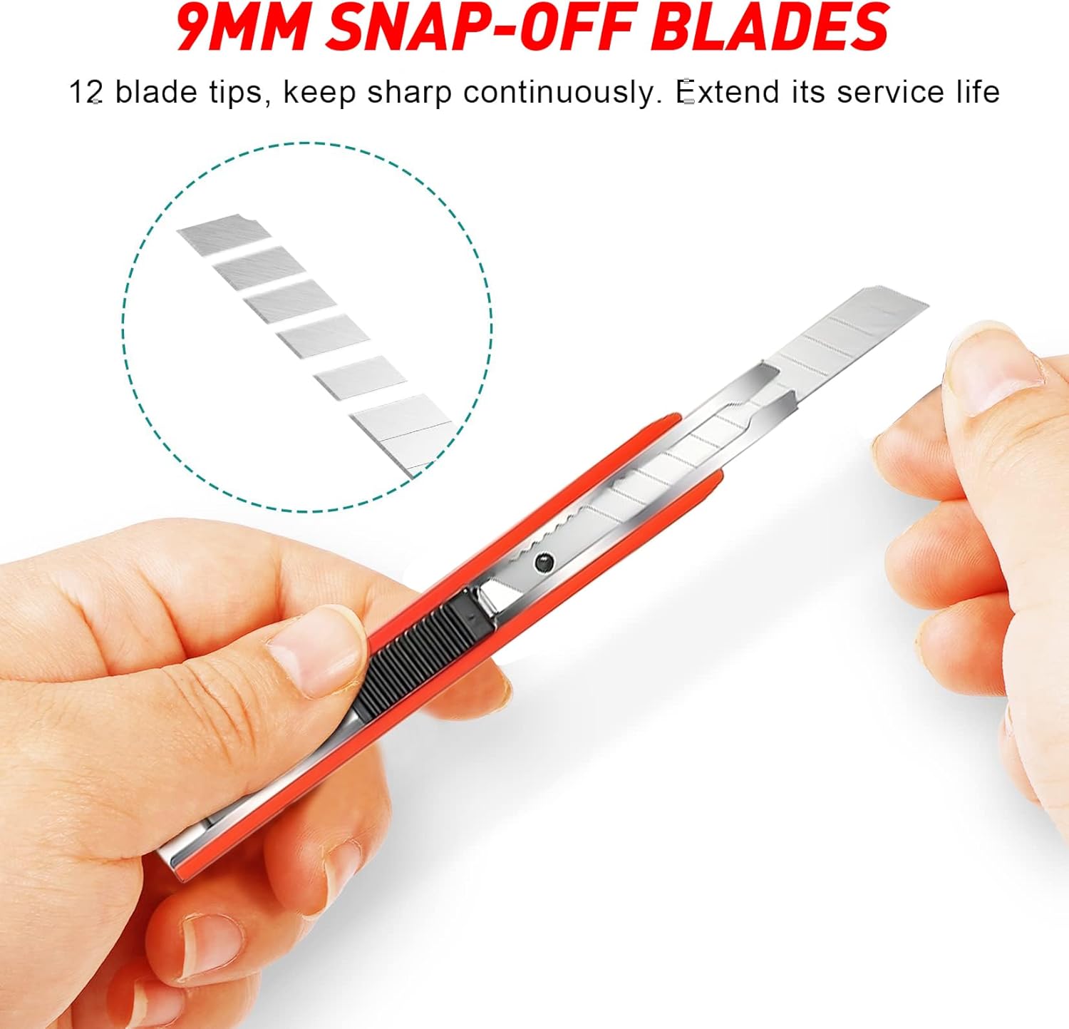 10 Pack Utility Knife Box Cutter,Orange 9mm Snap-off Box Cutter Retractable Razor Knife Boxes Opener Heavy Duty Exacto Knives for Office and Home