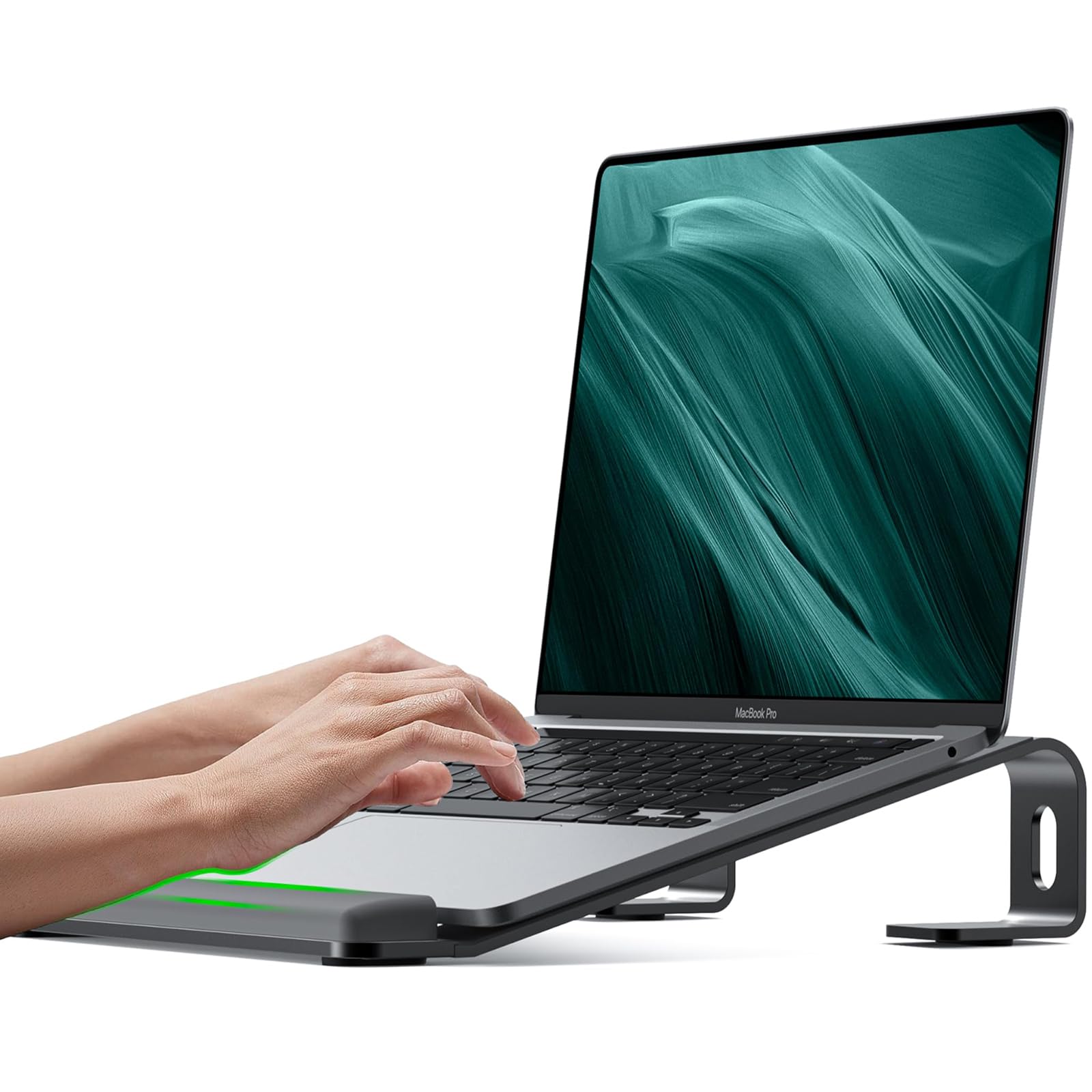 JCZT Ergonomic Laptop Stand for Desk, Aluminum Portable Laptop Stands Holder Mount, Compatible with 10-17 Inch Laptops, Wrist Protection, Black