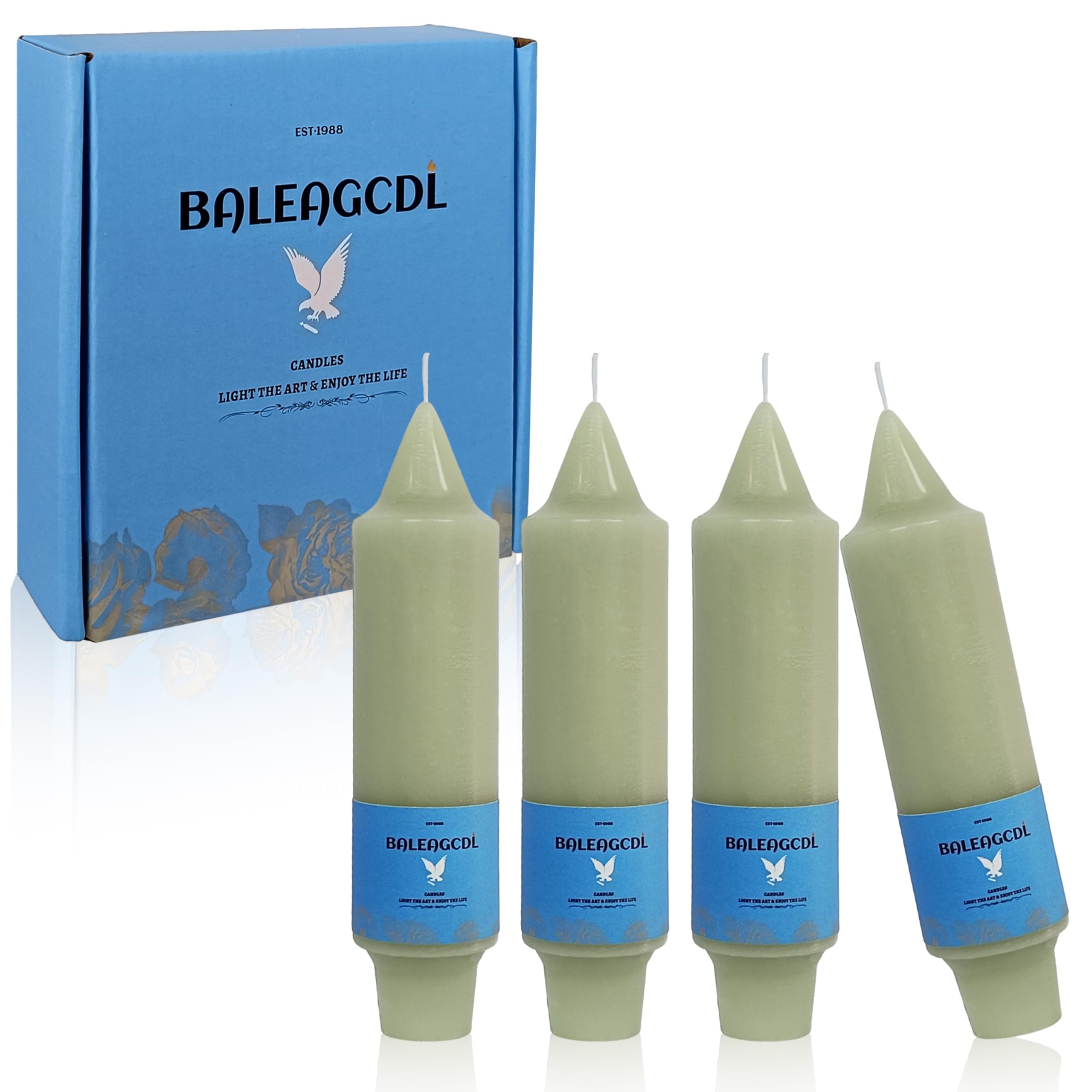 Handmade Unscented Twisted Light Green Taper Candles Long Lasting Smokeless Smooth Flame Candles 5 Inch Elegant Gradient Candlesticks for Home Décor