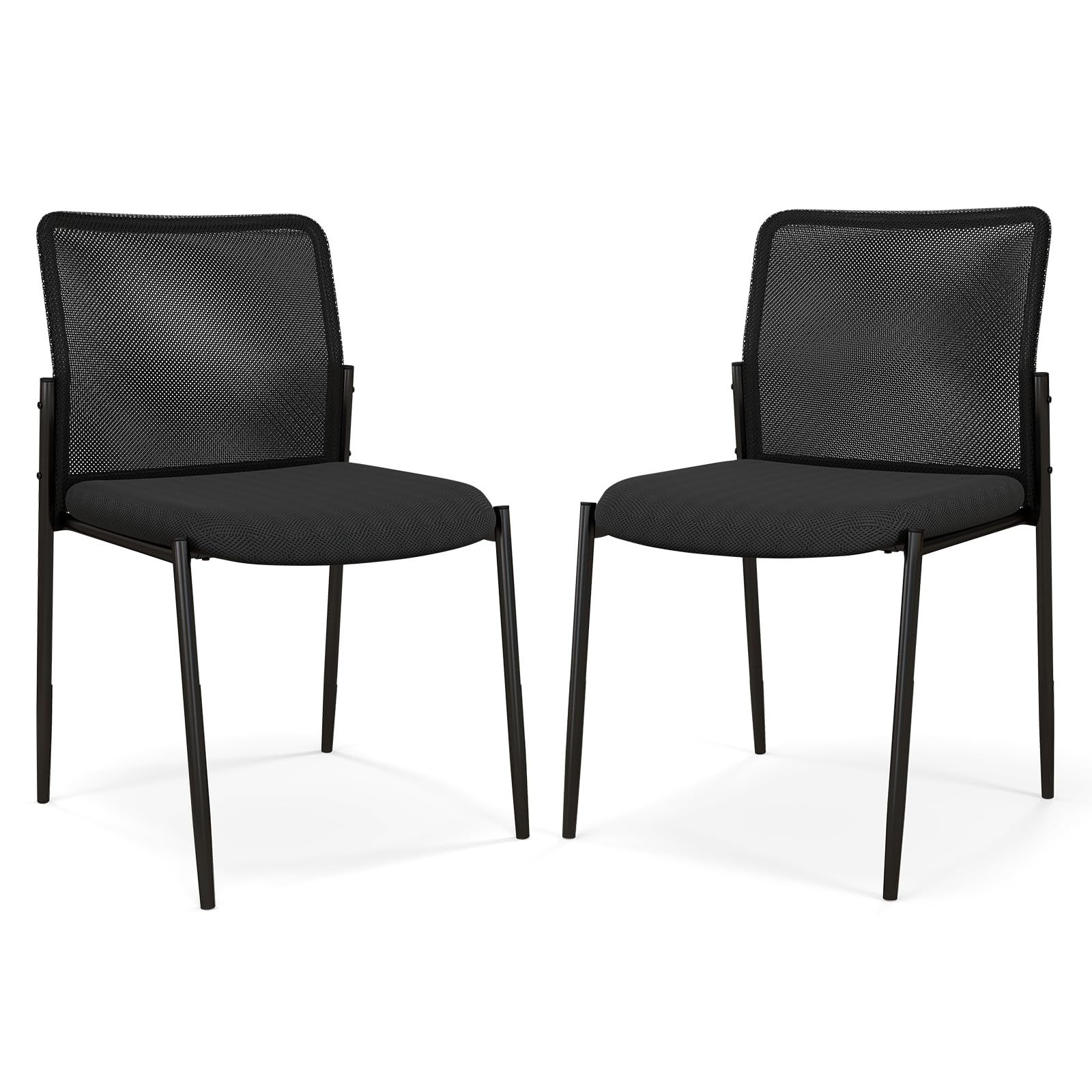 COSTWAY Set di 2 Sedie da Conferenza, Sedia da Ufficio con Schienale Ergonomico in Rete, Seduta Imbottita, Sedie per Sala d'Attesa, Ufficio, Portata 150 kg, 63 x 52 x 84 cm