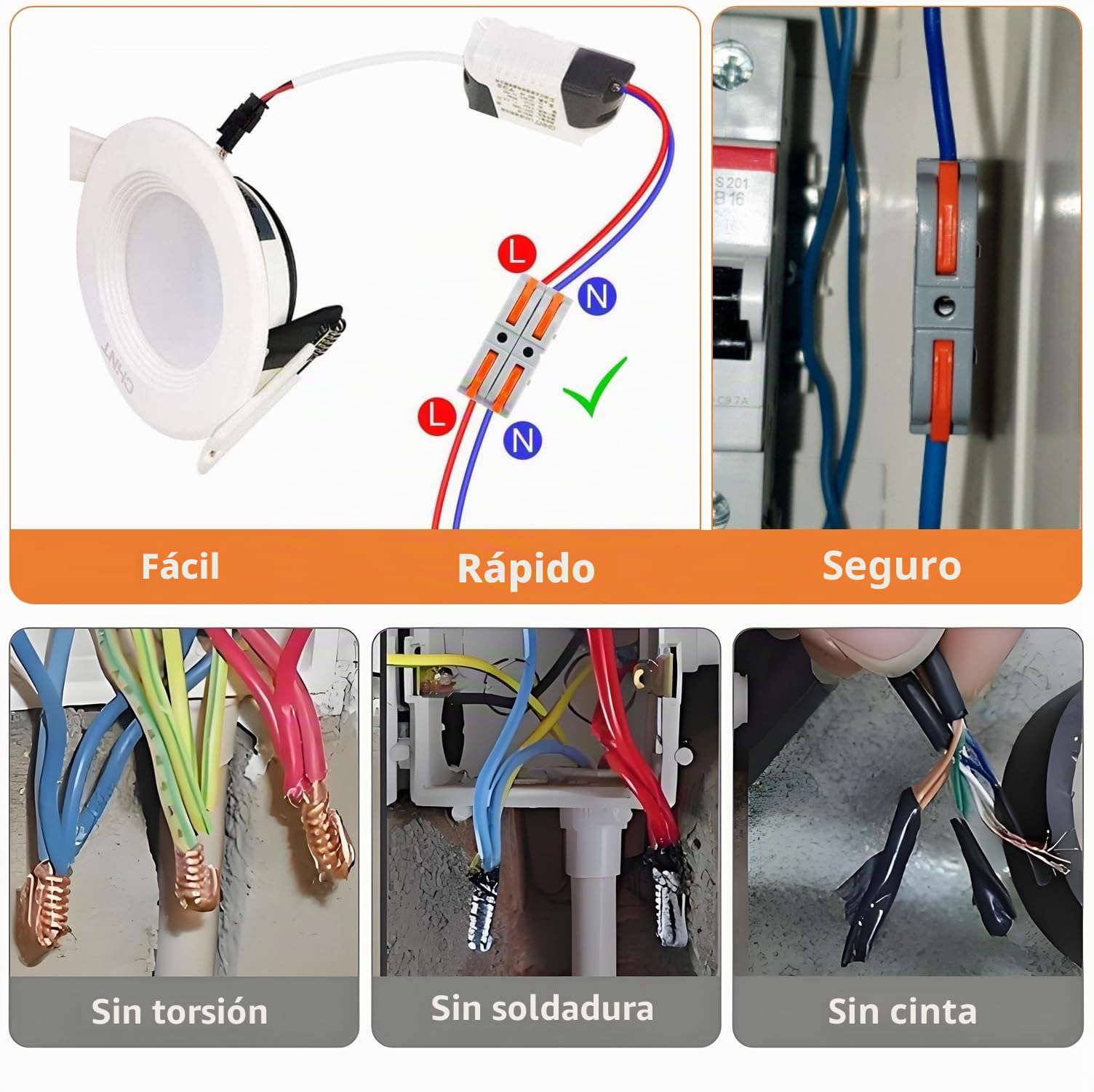 Conectores Eléctricos Rapidos con Palanca, Bornes de Conexion, 1-Cable 2-Vías y se Puede Combinar Libremente, 26 Piezas