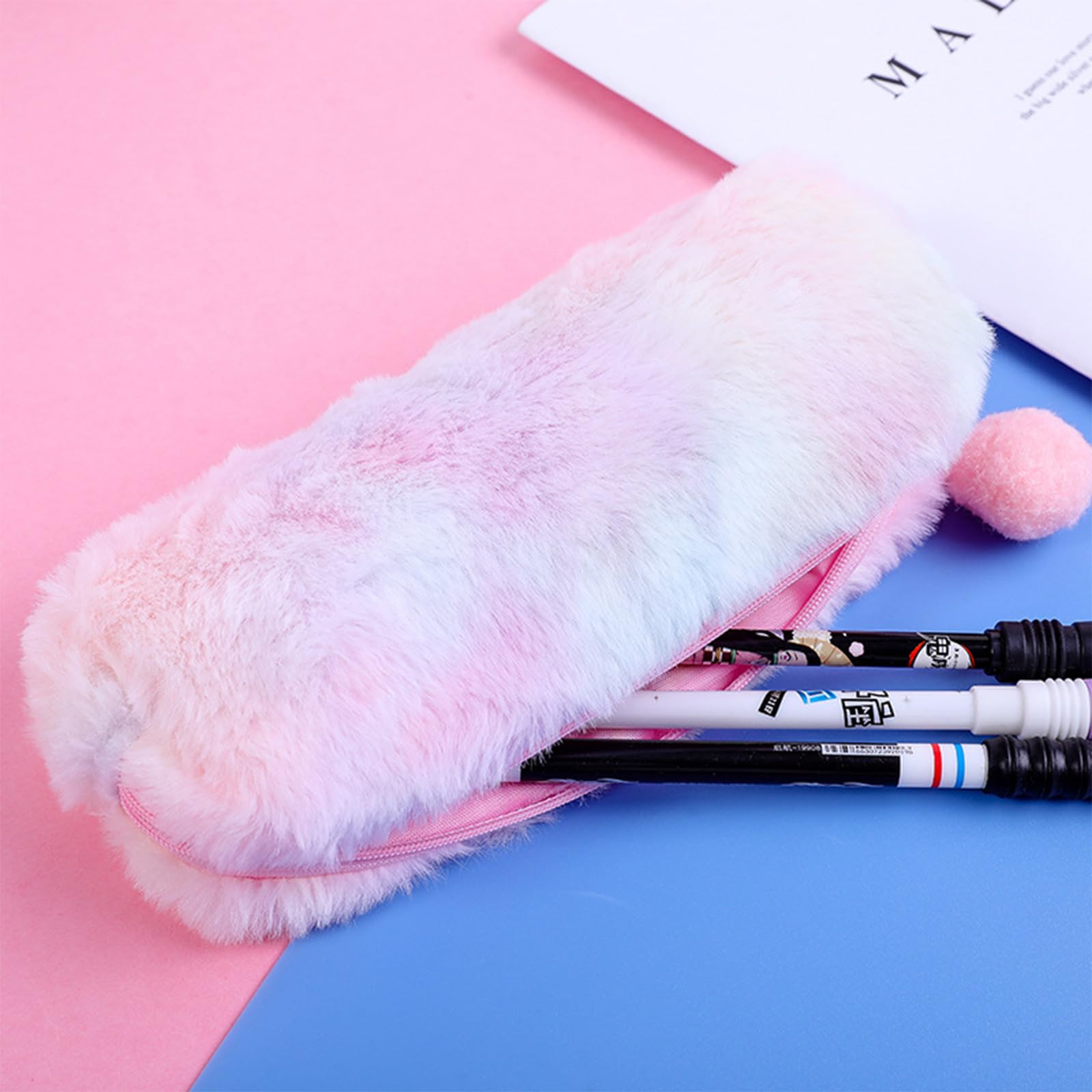 2 Plush Pencil Cases, Cute Rainbow Pencil Case, Soft Pencil Bag?Large Capacity Stationery Storage Bag - Image 4