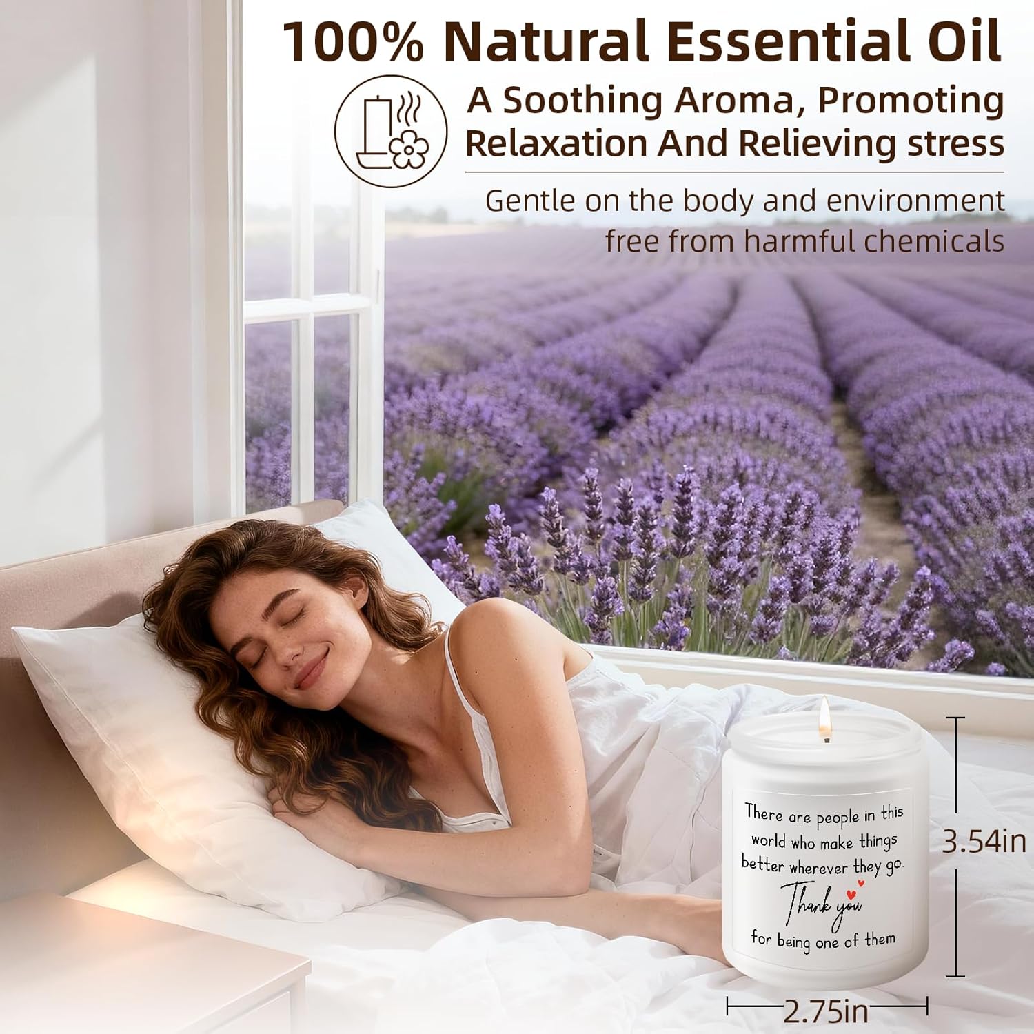 KLL Thank You Gifts for Women - Inspirational Birthday Gift for Women, Thank You Appreciation Gifts for Coworkers Friend Teachers Nurses Boss Employees - Lavender Scented Candle - Image 4