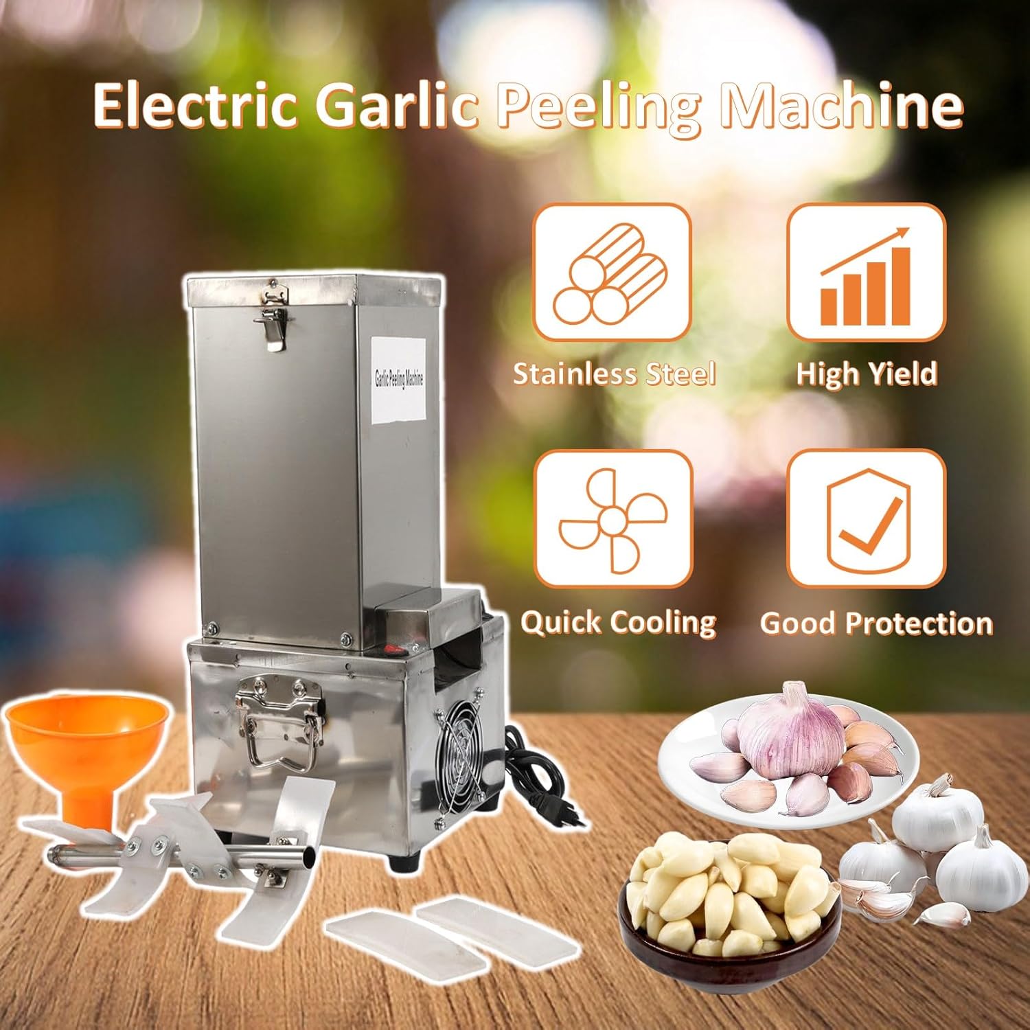 Electric Garlic Peeler Commercial Garlic Peeling Machine Separator Peel Remover Stainless Steel for Restaurants and Home 110V 180W