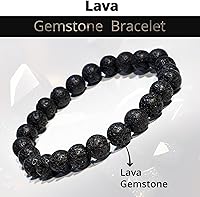 Vista 265 de Pulsera de turmalina negra, pulsera de cristal curativo natural para mujeres y hombres, pulsera de cuentas redondas de 0.315 in para espiritual