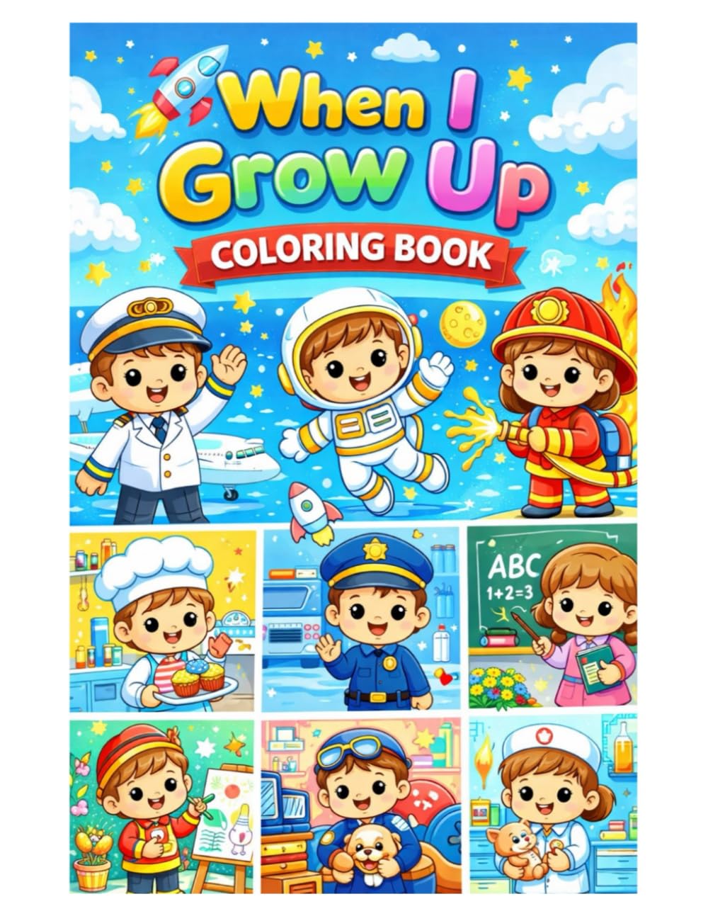 When I Grow Up Coloring Book: for Kids Ages 3-5: Cute Career Coloring Pages Featuring Doctors, Firefighters, Astronauts, Chefs and More