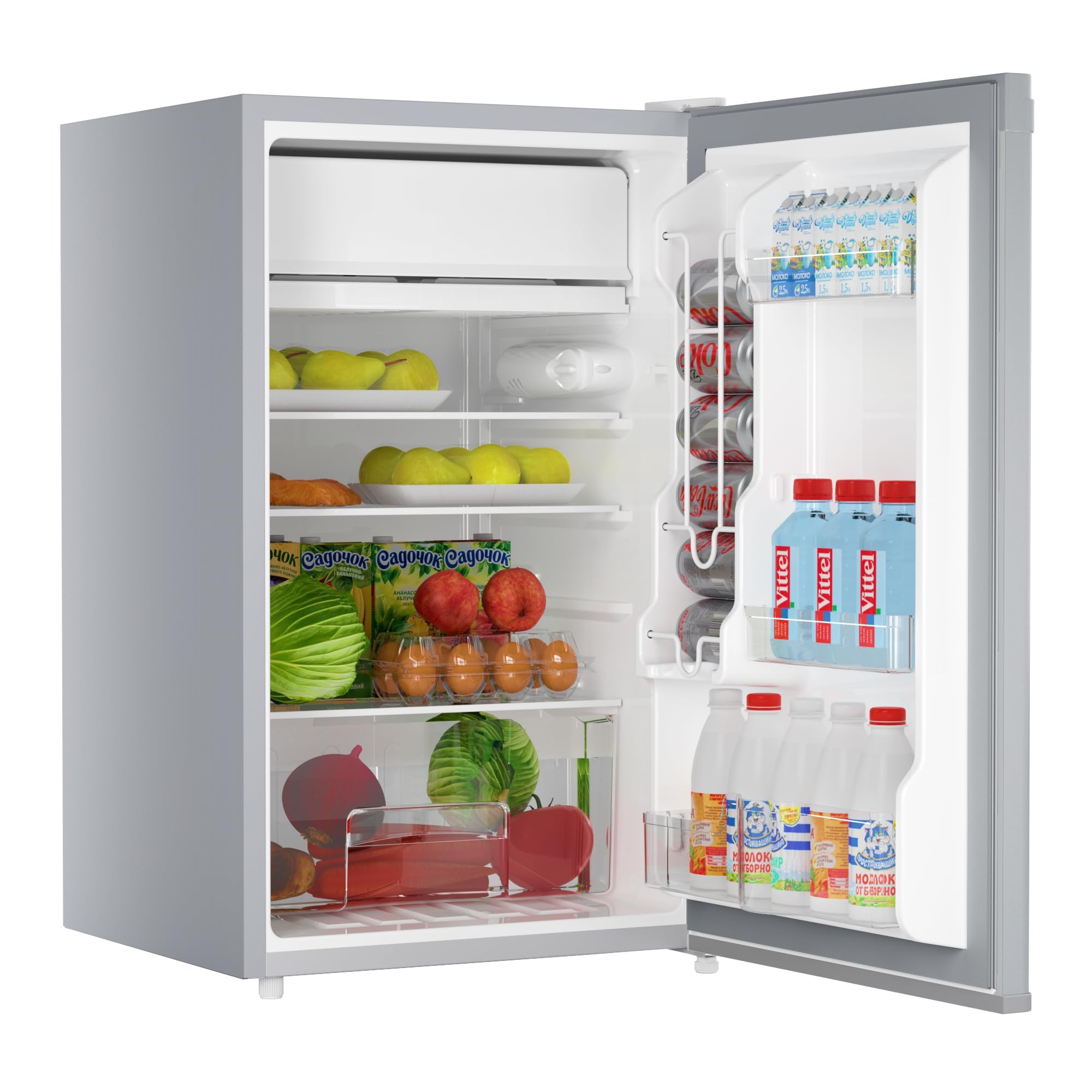 ElfinAura 4.3 Cu.Ft Mini Fridge With Freezer, Single Door Mini Fridge, 7 Adjustable Thermostat, 3 Removeble Shelves,Energy-Efficient Low Noise, Compact Fridge for Bedroom, Office, Dorm,Grey