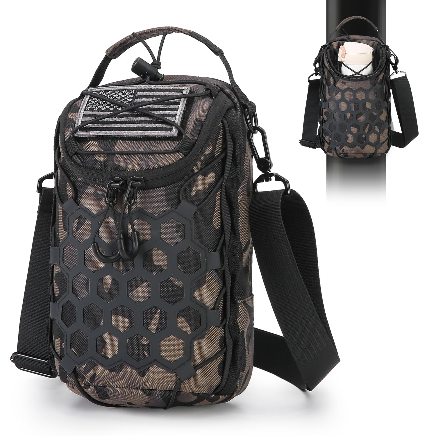 WOISIASO Small Magnetic Gym Bag, Mini Water Bottle Holder for Men and Women,Versatile Crossbody Bag for Gym,Travel,Work