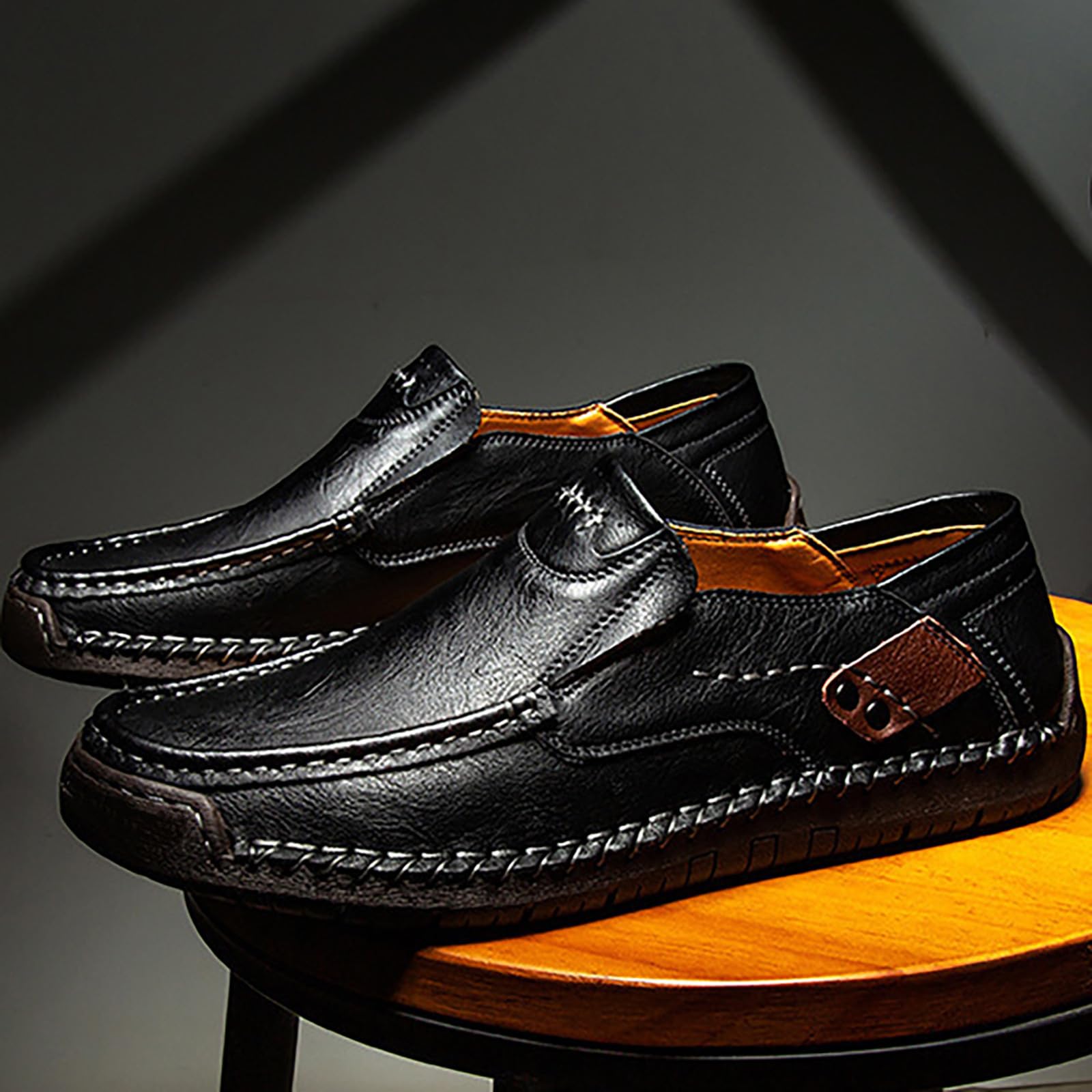 Mocasines de cuero para hombre, sin cordones, de caña baja, ligeros, cómodos, transpirables, informales, para exteriores, zapatos de vestir con suela suave