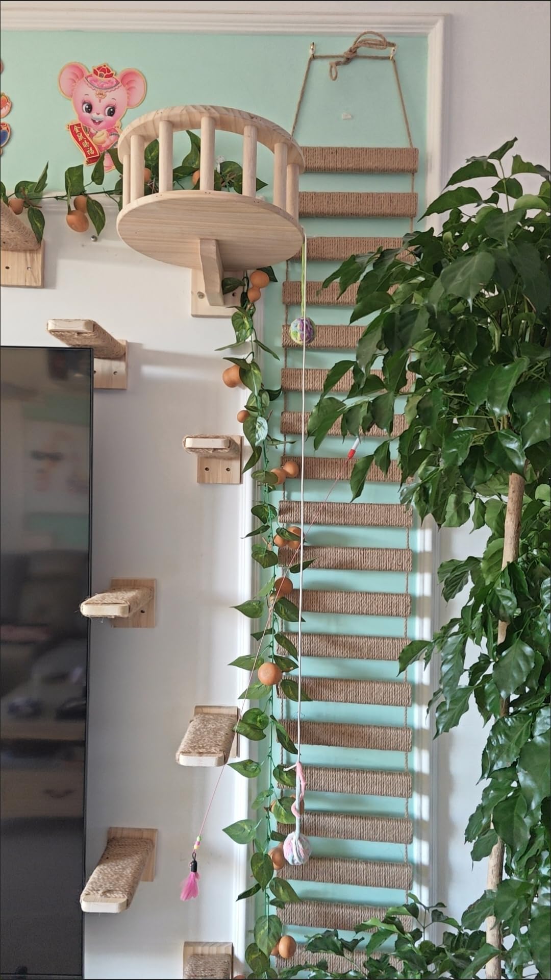 Griffoir,Pont En Bois Pour Chat,cadre D'escalade,arbre à Chat,lit Hamac En Sisal,poste à Gratter