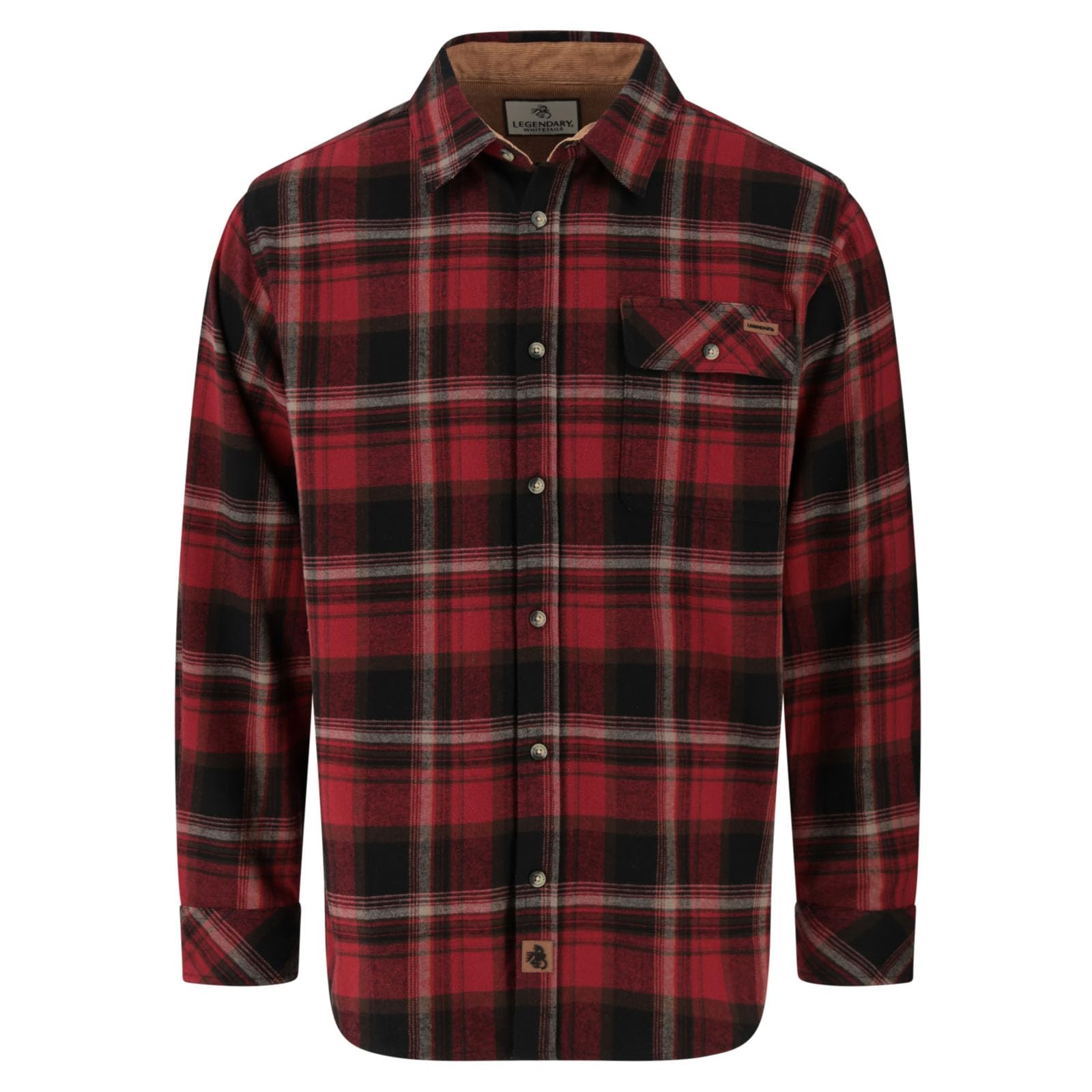 Legendary Whitetails Men's Buck Forest Plaid Flannel Shirt Long Sleeve Button Down 100% Cotton, Medium
