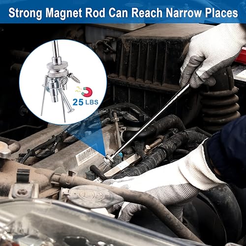 Miniatura 5 de Herramienta magnética telescópica de 1 pieza y 25 libras, gancho magnético multifuncional con diseño de clip para bolígrafo, barra magnética