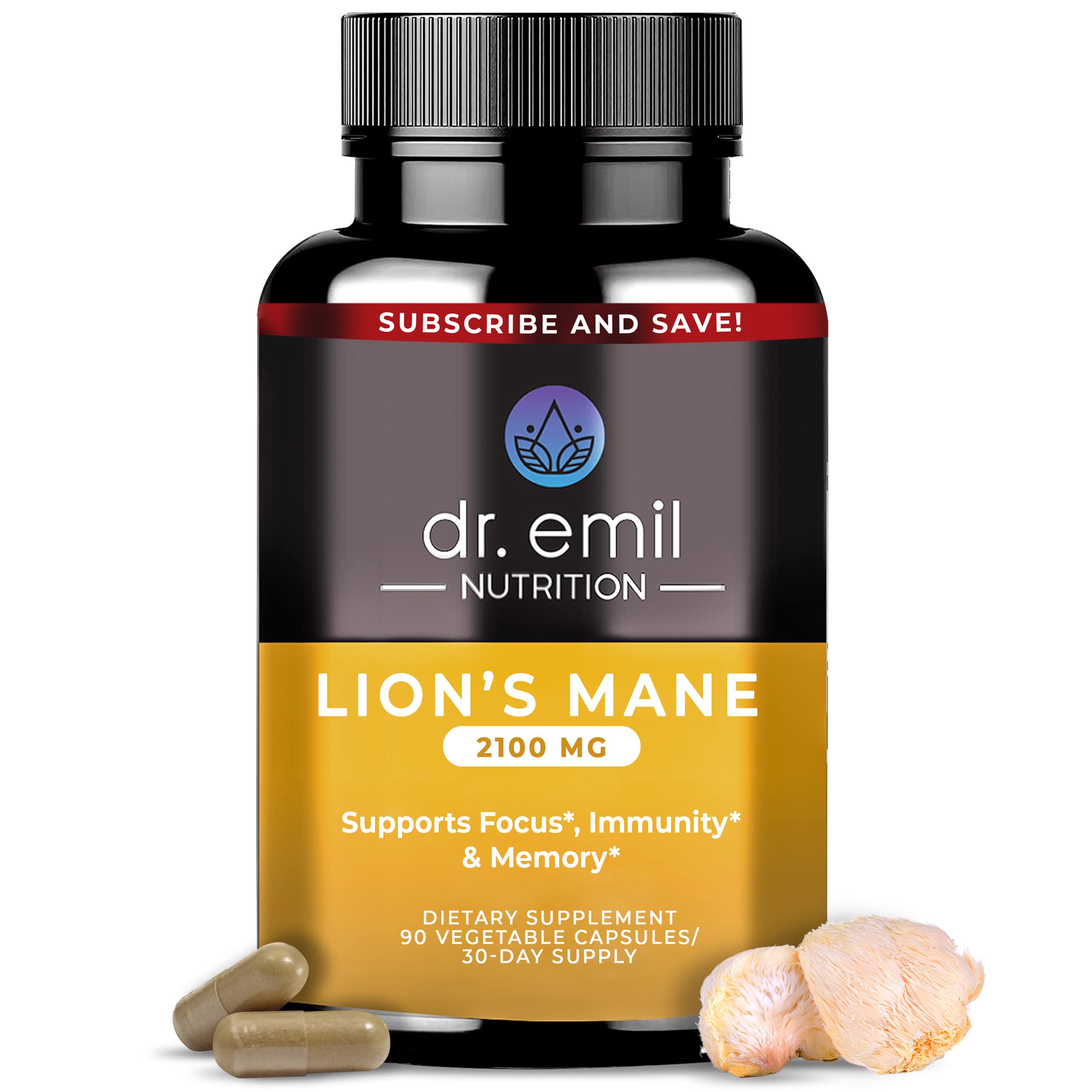Buy Lions Mane Mushroom Supplement for Mental Clarity, Focus & Immune