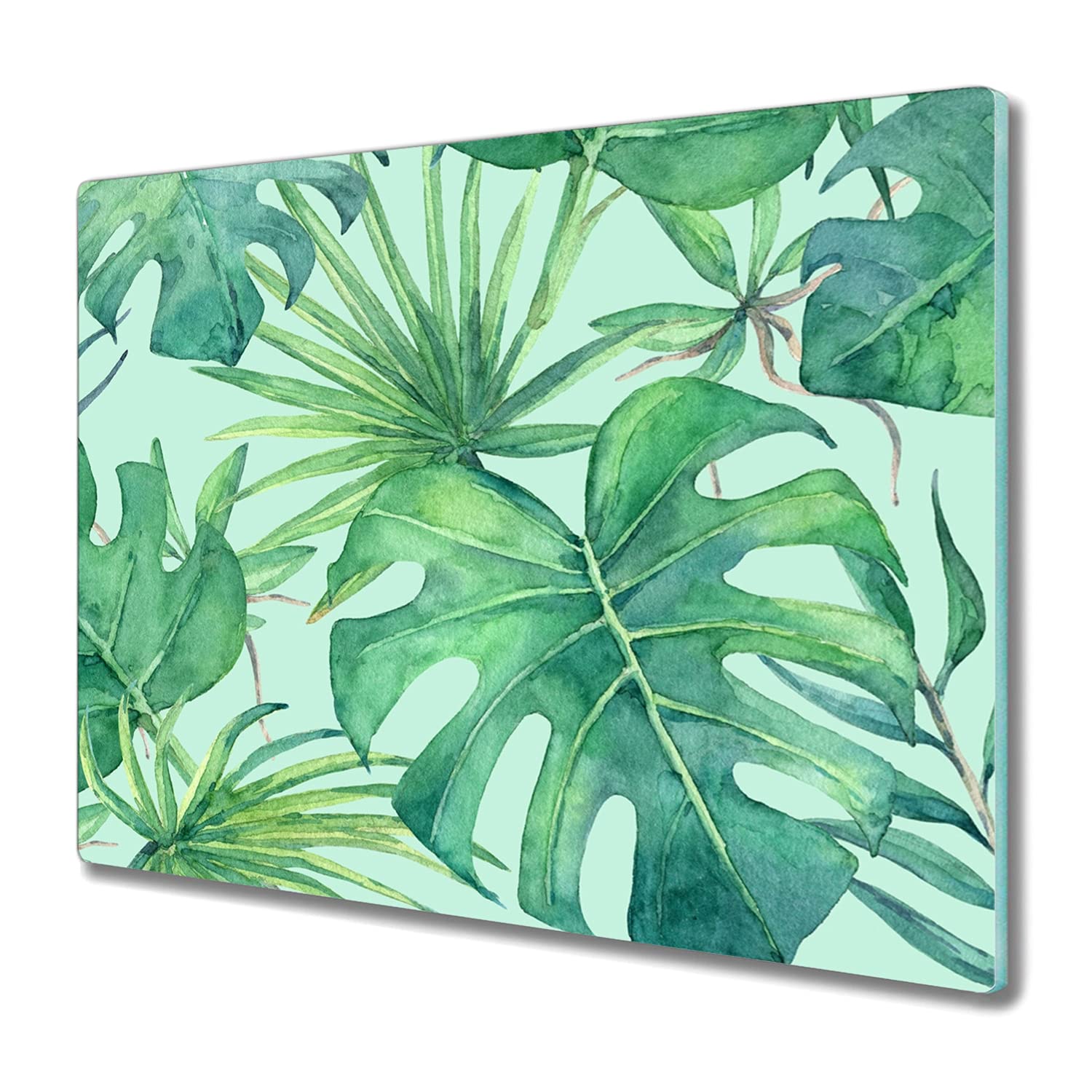 Protège plaque induction en verre trempé 60x52 cm ultra résistant motif Feuilles