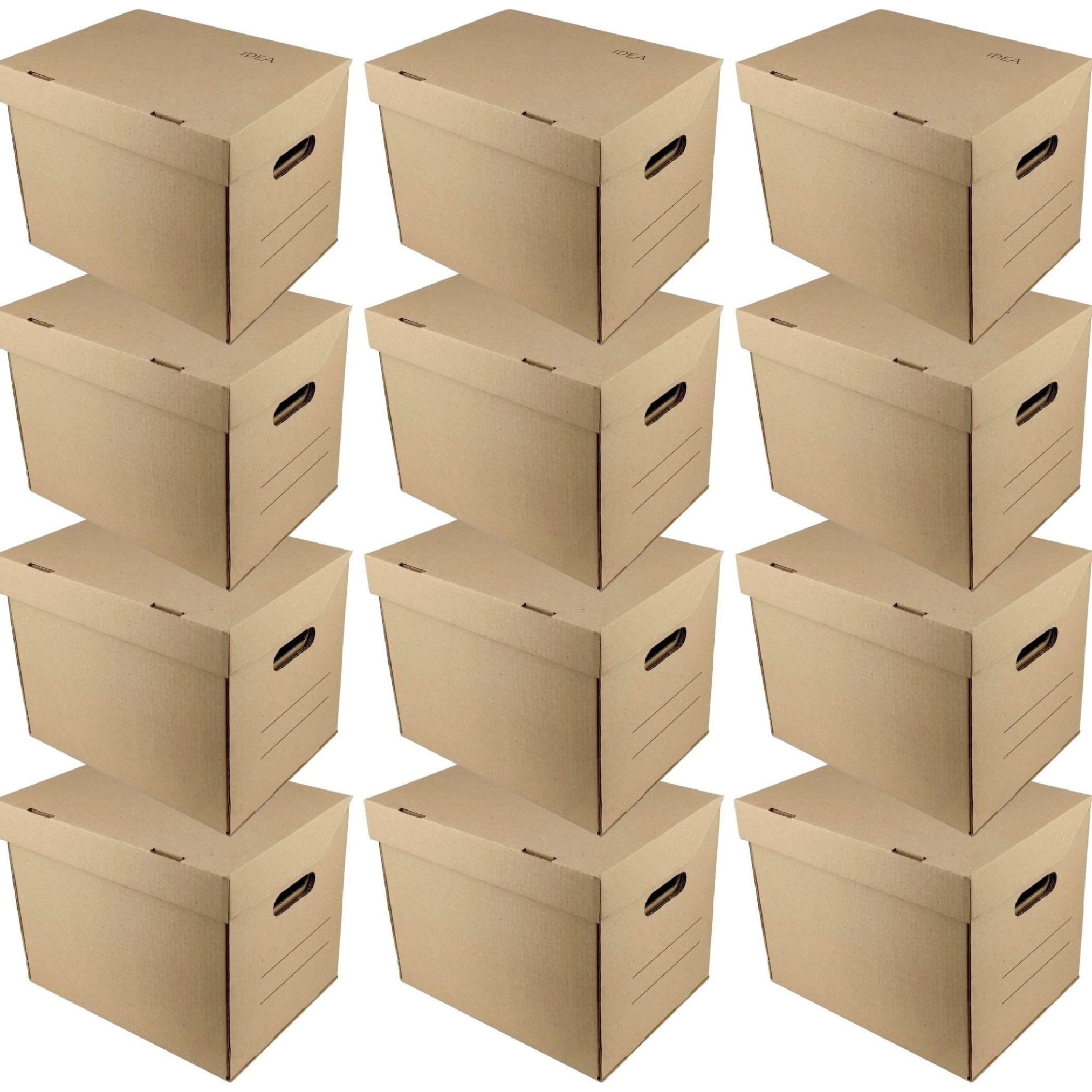 IDEA HOME STOREA IDEA 12 Pack A4 Archive Storage Boxes with Lids, Heavy Duty Cardboard Document Boxes, Stackable Filing Boxes for Office Home Moving
