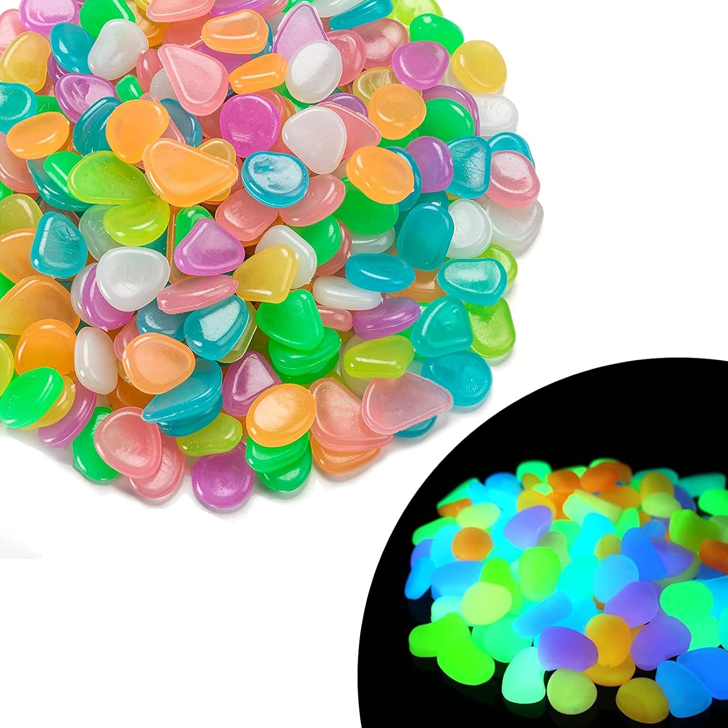 Glow in The Dark Rocks Luminous Pebbles for Indoor & Outdoor Garden Lawn Yard, Walkway, Pot Plants, Aquarium, Swimming Pool, Bar DIY Decorative Glow Stones (200PCS) : Garden & Outdoor